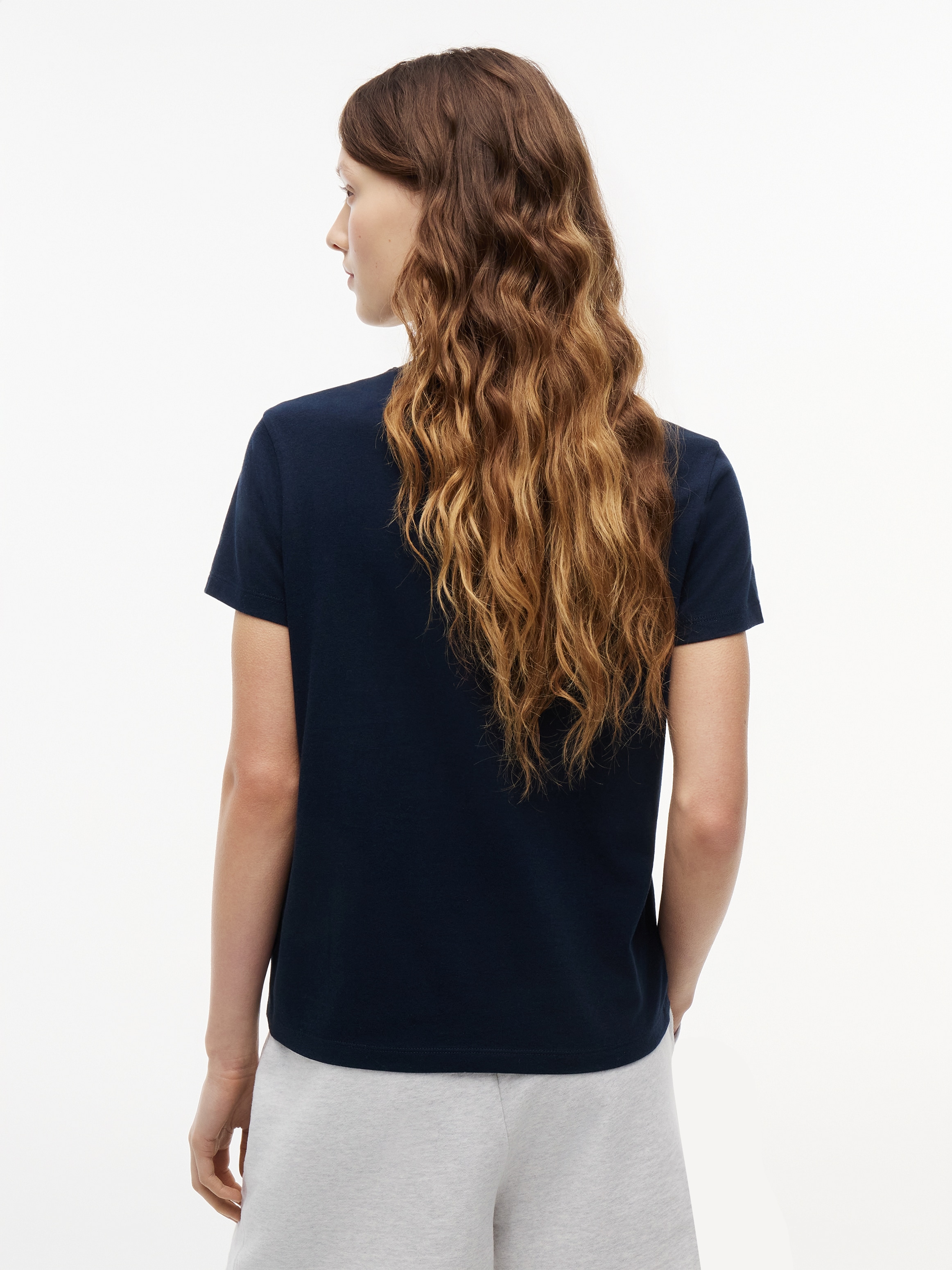 Tommy Jeans T-shirt à manches courtes »TJW REG US LINEAR SS TEE« Baumwollmischung, regular fit, Logo