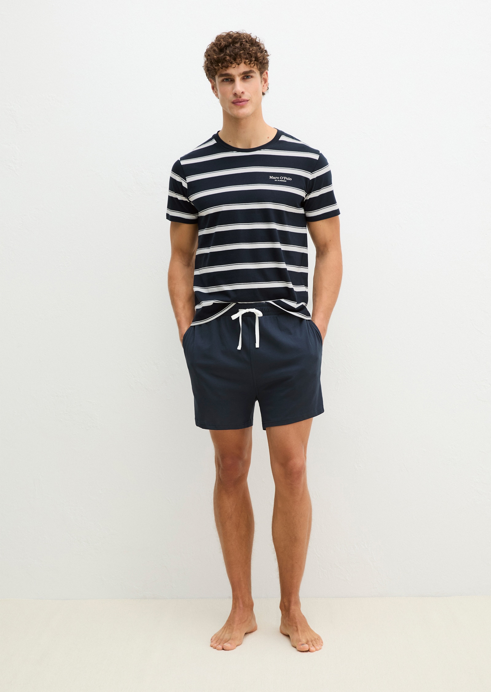 Marc O'Polo Shorty »Mix N Match Cotton« 2 pièces avec haut rayé, col rond et manches courtes