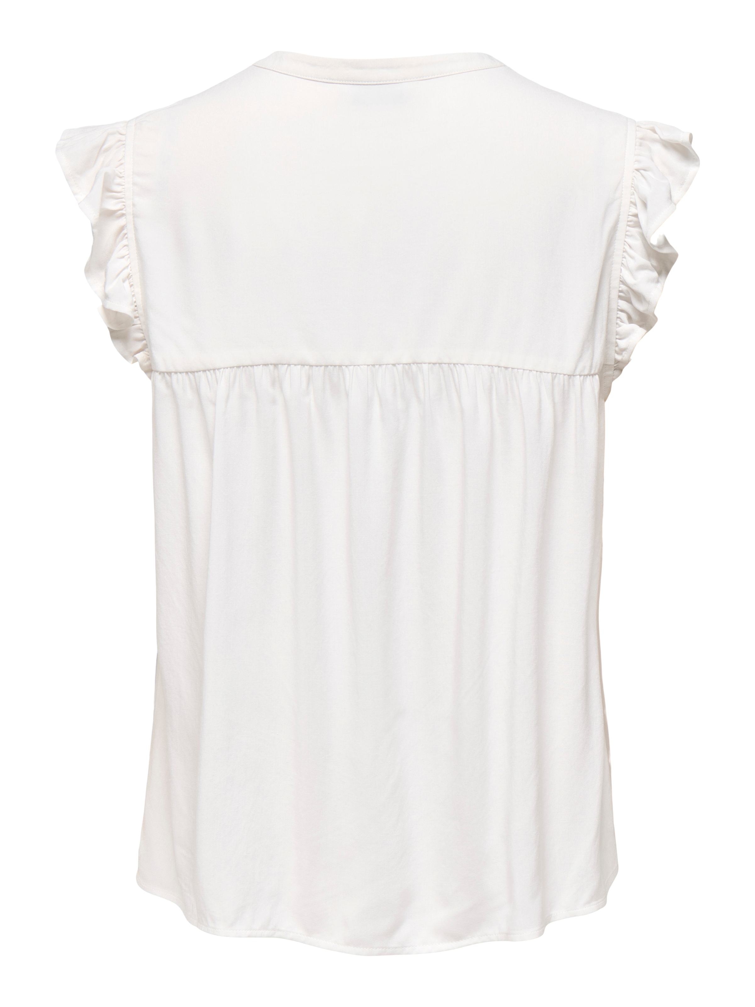 ONLY Top à volants »ONLVESTINE S/S TOP WVN NOOS« Viscose, coupe ample, col rond