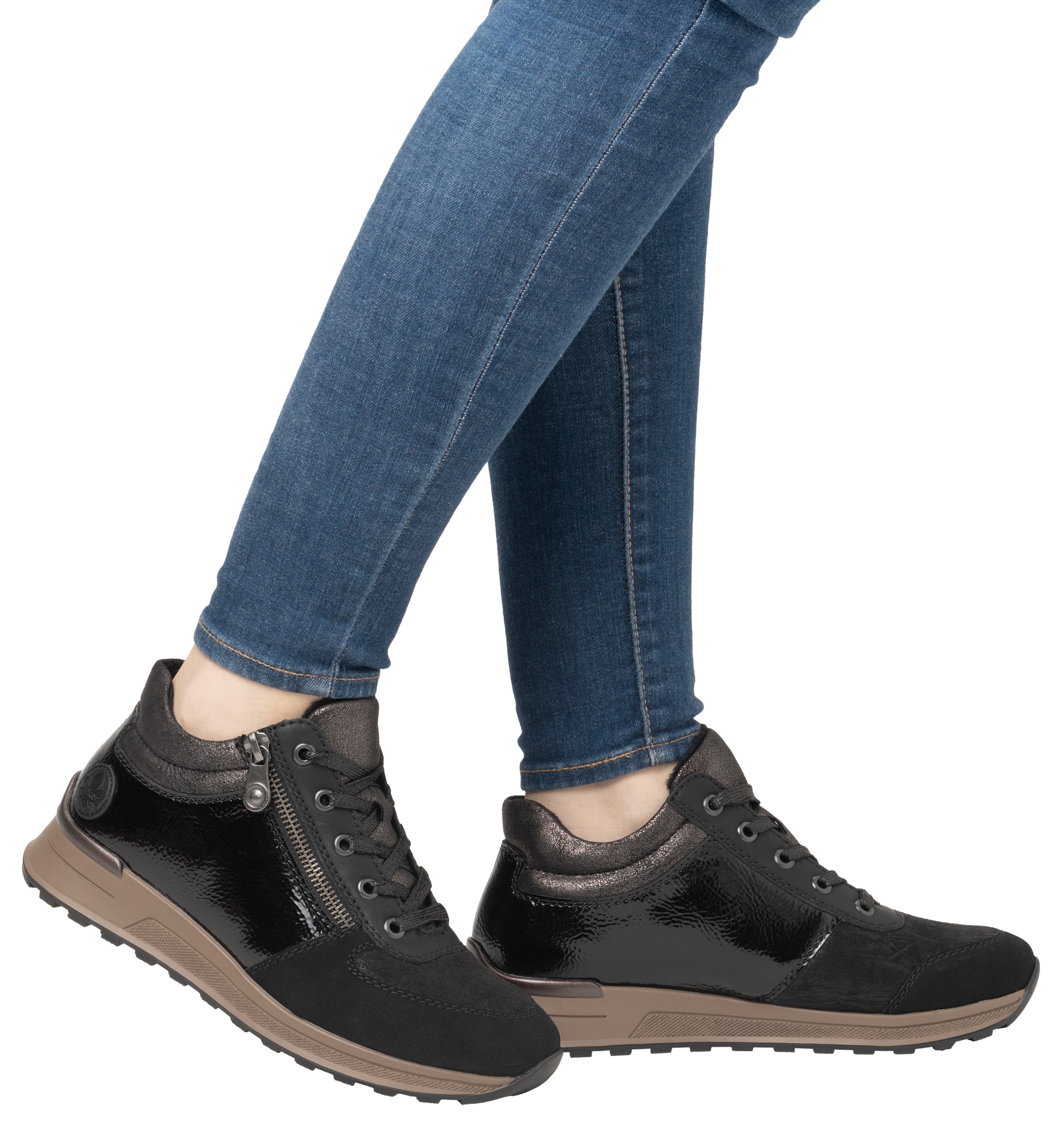 Rieker Sneaker  , Freizeitschuh, Halbschuh, Schnürschuh mit seitlichem Reissverschluss