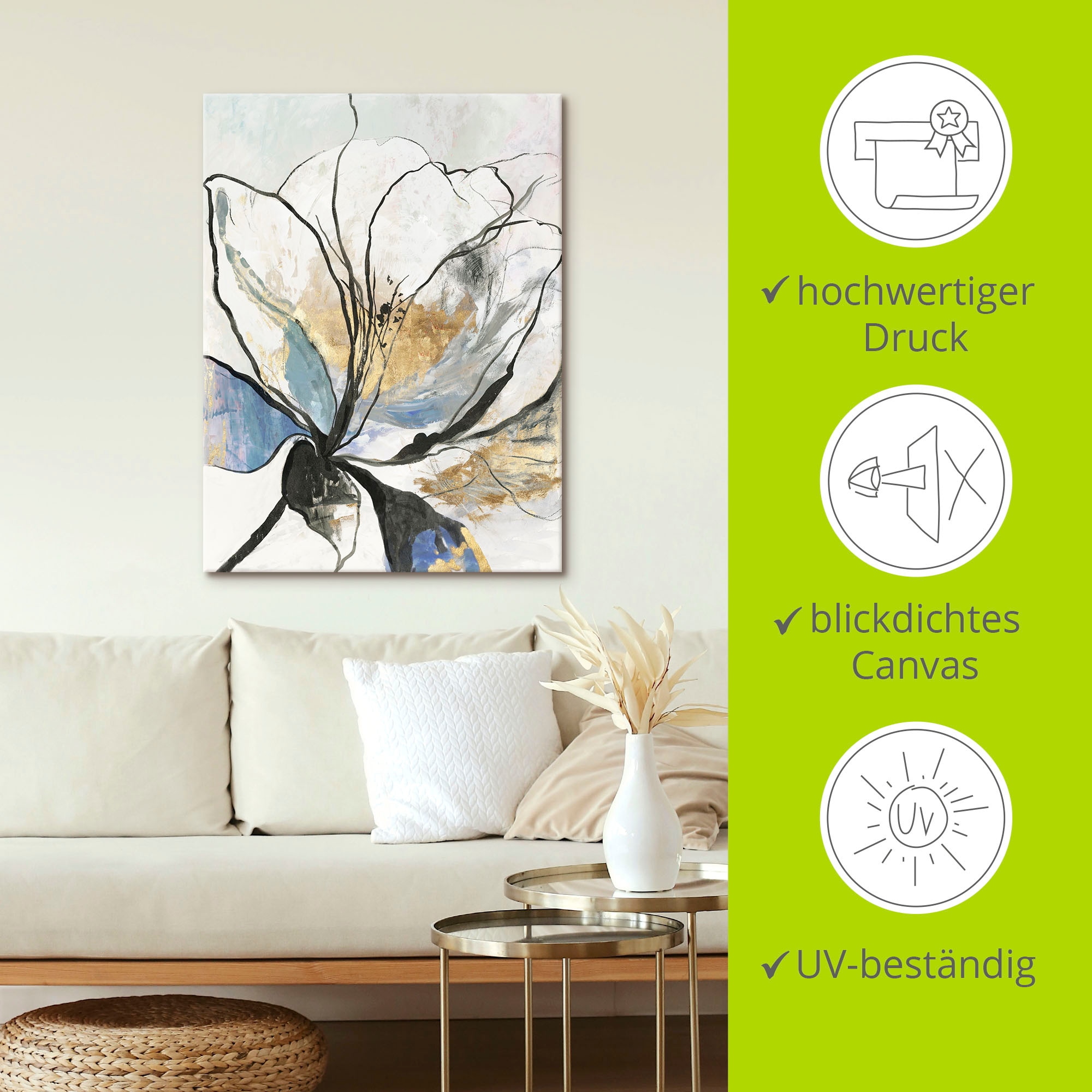 Artland Tableau sur toile »Umrissenes Blumenmuster I« 1 cuis tlg. auf Holzrahmen gespannt