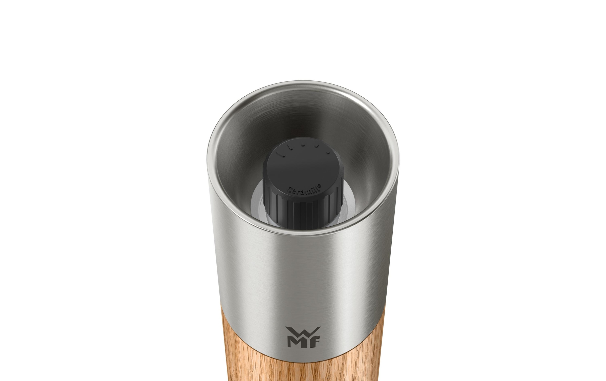 WMF Gewürzmühle »Nature Pro Edelstahl« Keramikmahlwerk, einstellbarer Mahlgrad, Aromaschutzdeckel, Holz