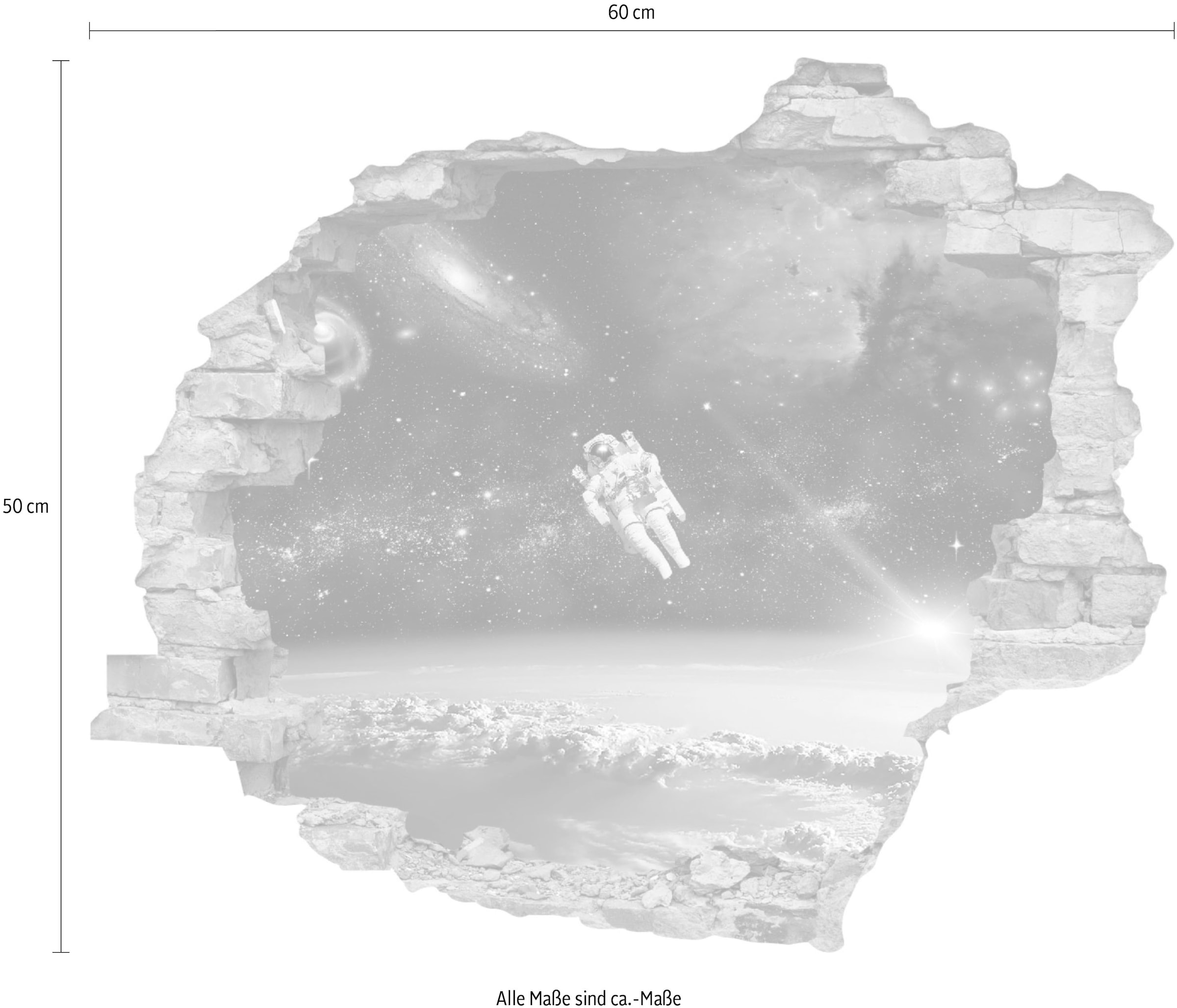 queence Wandtattoo »Astronaut« Wandsticker, Wandbild, selbstklebend, 3D, Wanddurchbruch