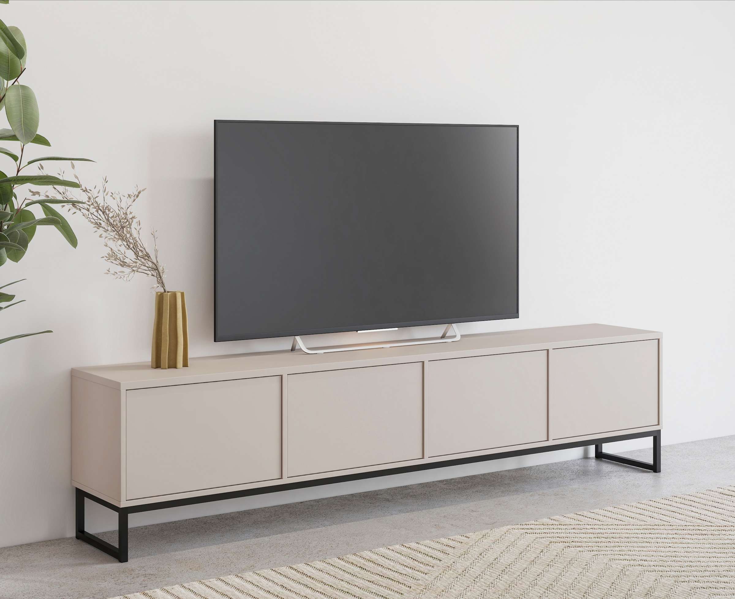 Home affaire Lowboard »Alto, Breite 208,5 cm, TV-Board mit 4 Klappen, push-to-open« TV-Kommode mit viel Stauraum, push-to-open-Funktion, Metallkufen