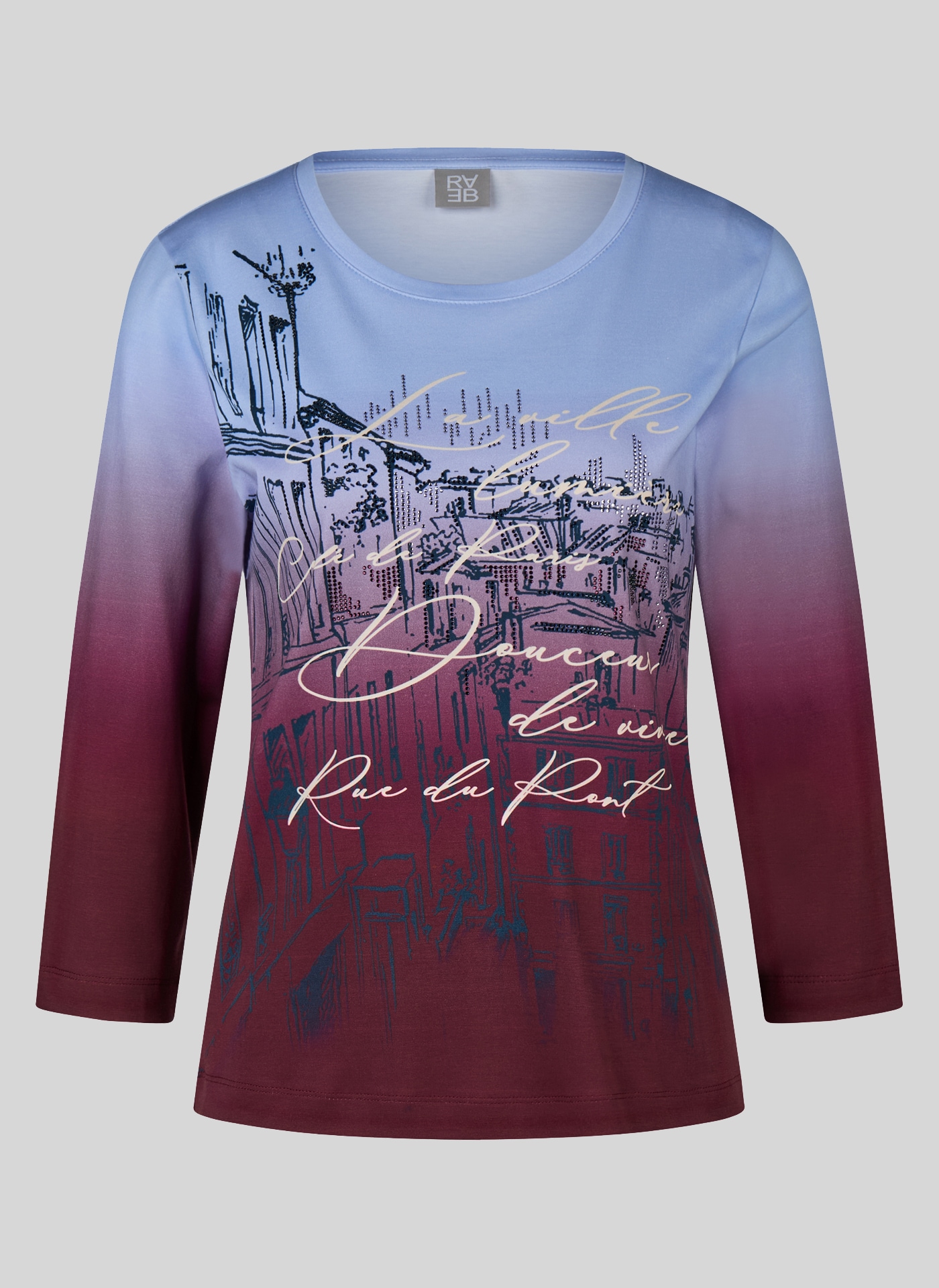 Rabe T-shirt à manches 3/4 Avec dégradé de couleurs et imprimés