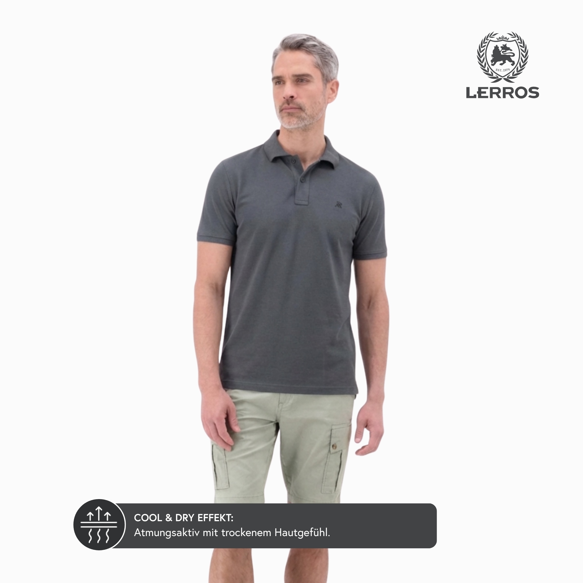 LERROS Polo »Poloshirt Herren COOL & DRY atmungsaktiv Piqué« Trocknet schnell, angenehm kühl, pflegeleicht, kurzarm, einfarbig