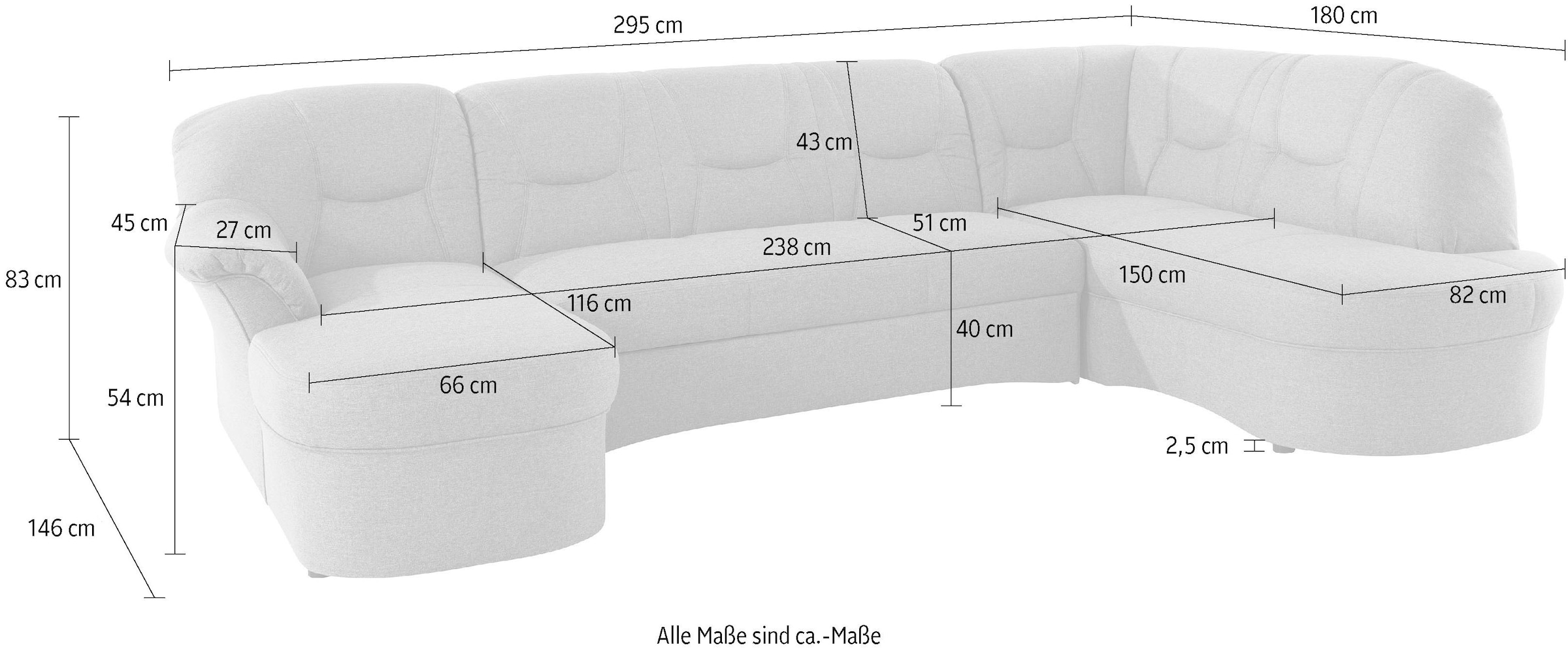 DOMO collection Wohnlandschaft »Sarafina, zeitlos und komfortabel, optional mit Federkern, U-Form« wahlweise mit Bettfunktion