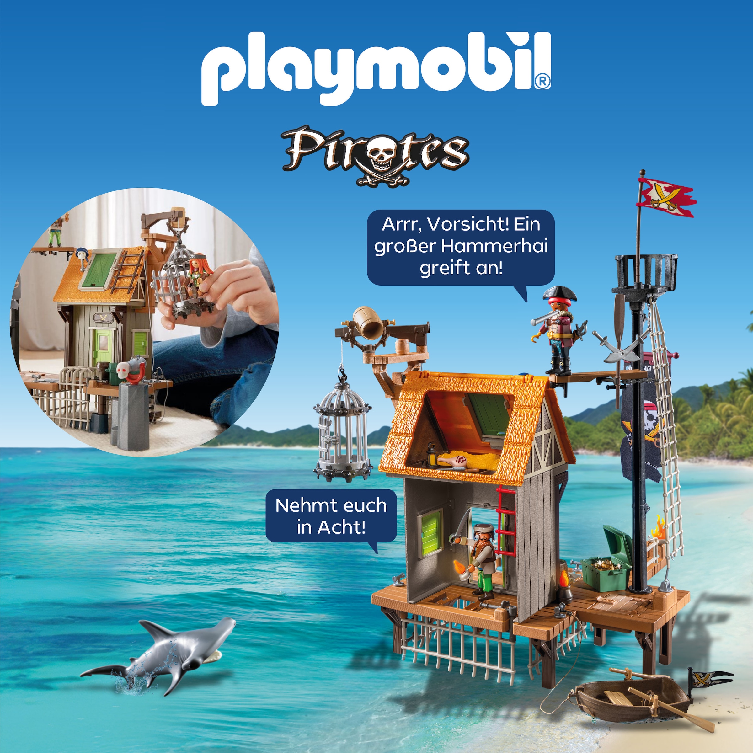 Playmobil® Jeu de construction »Piratenhafen mit Seeräuber-Gefängnis (71792), Playmobil Pirates« Made in Germany