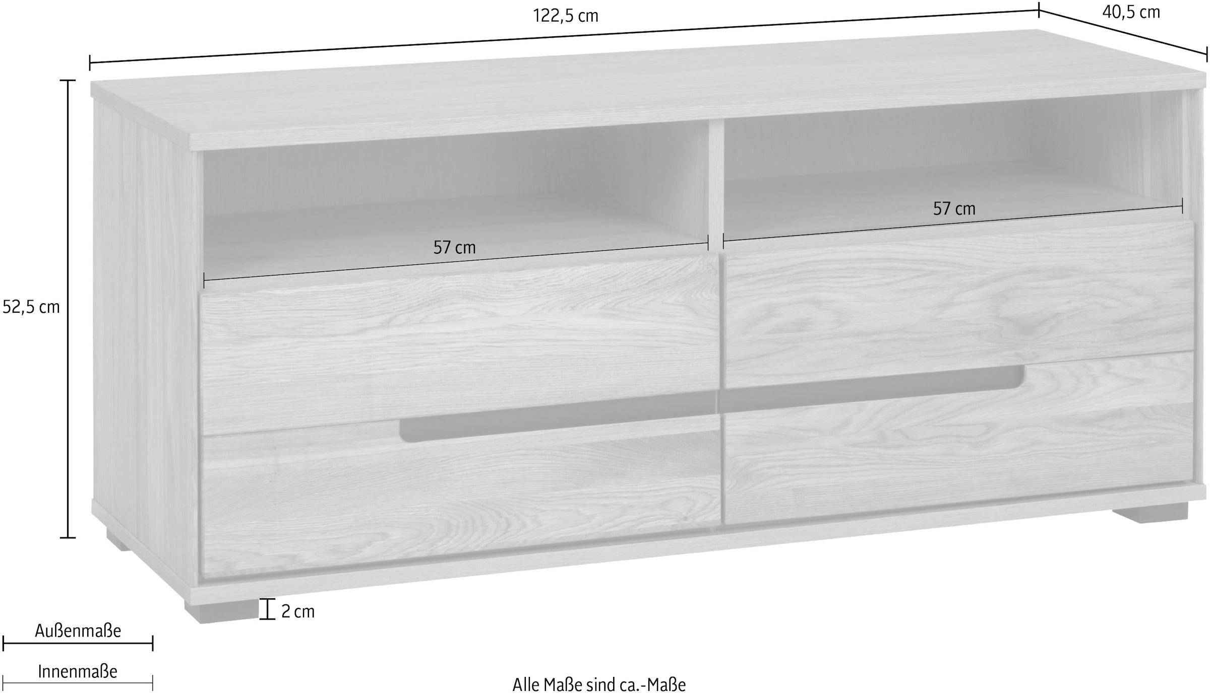 Home affaire Table basse Schuldaen mit Soft-Close-System, Schwarze Metallelemente