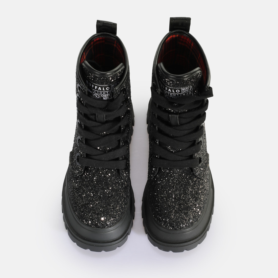 Buffalo Bottines à lacets »ASPHA LACEUP HI«  Bottes à plateforme, bottines à lacets avec garniture pailletée stylée