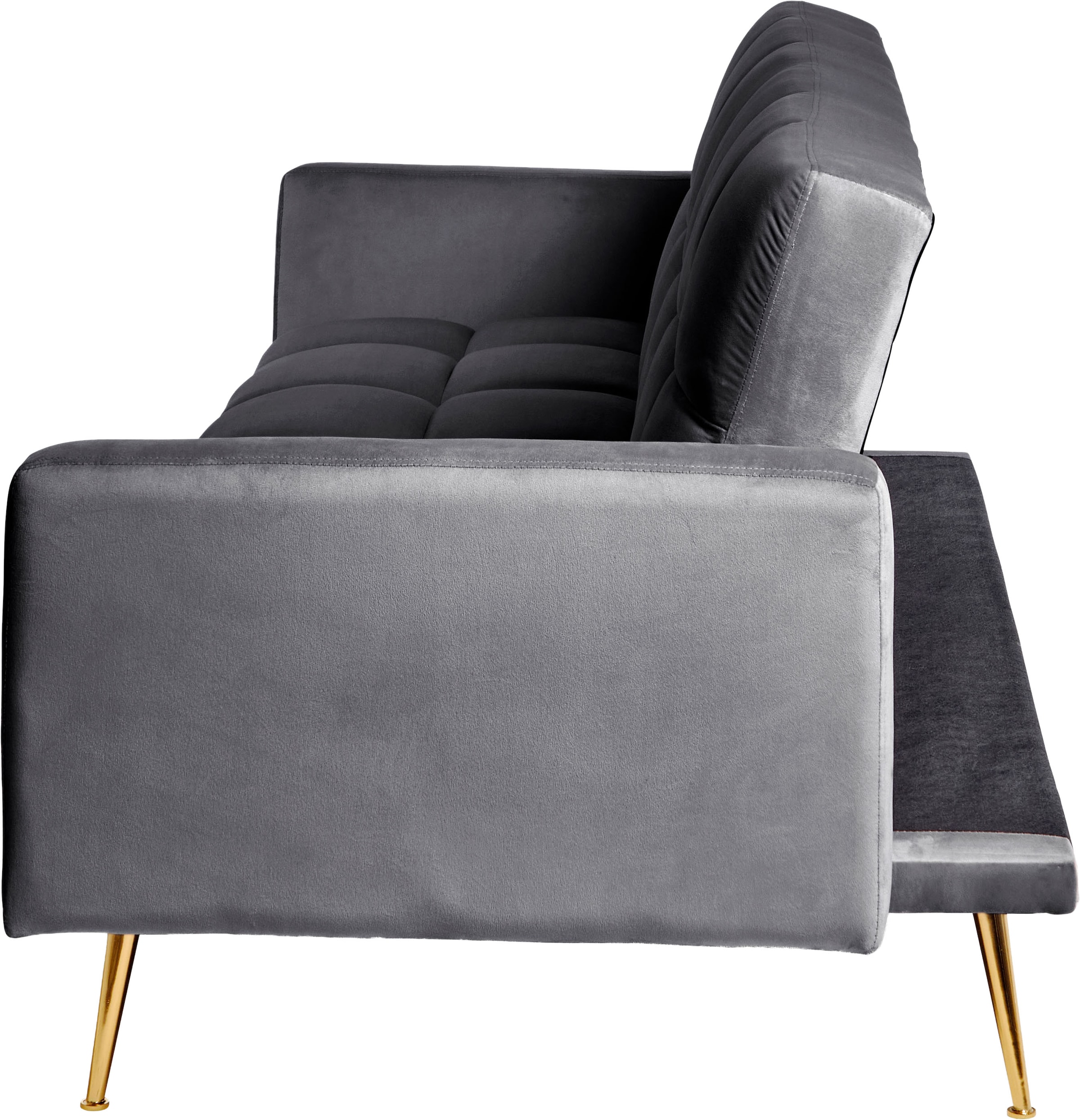 Jahnke Schlafsofa »CHILLAX POSH« mit Schlaffunktion, edler Samtstoff & Füsse im Gold-Look, Breite 213 cm