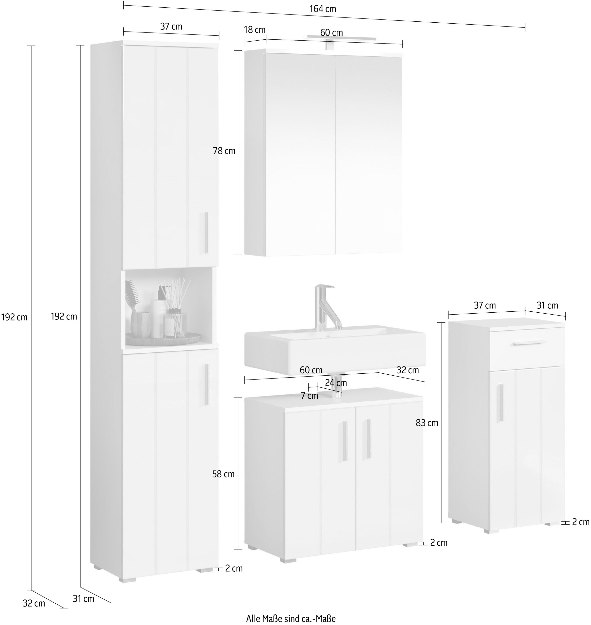welltime Badezimmer-Set »Prag« Set, 4 Stk. tlg.