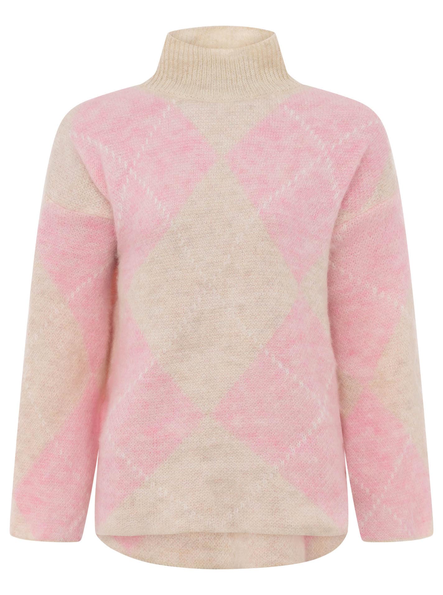 Zwillingsherz Rollkragenpullover »"Argyle"« grosses Rautenmuster, hoher Kragen, Strick, One Size
