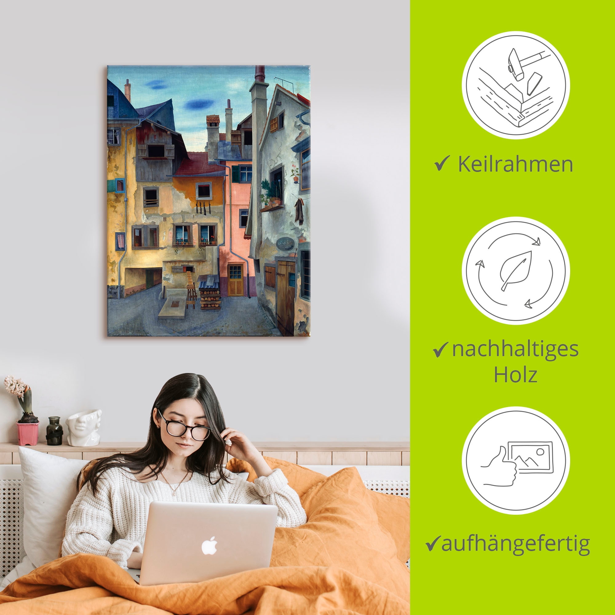 Artland Tableau sur toile »Alte Häuser in Lindau« 1 cuis tlg. auf Holzrahmen gespannt