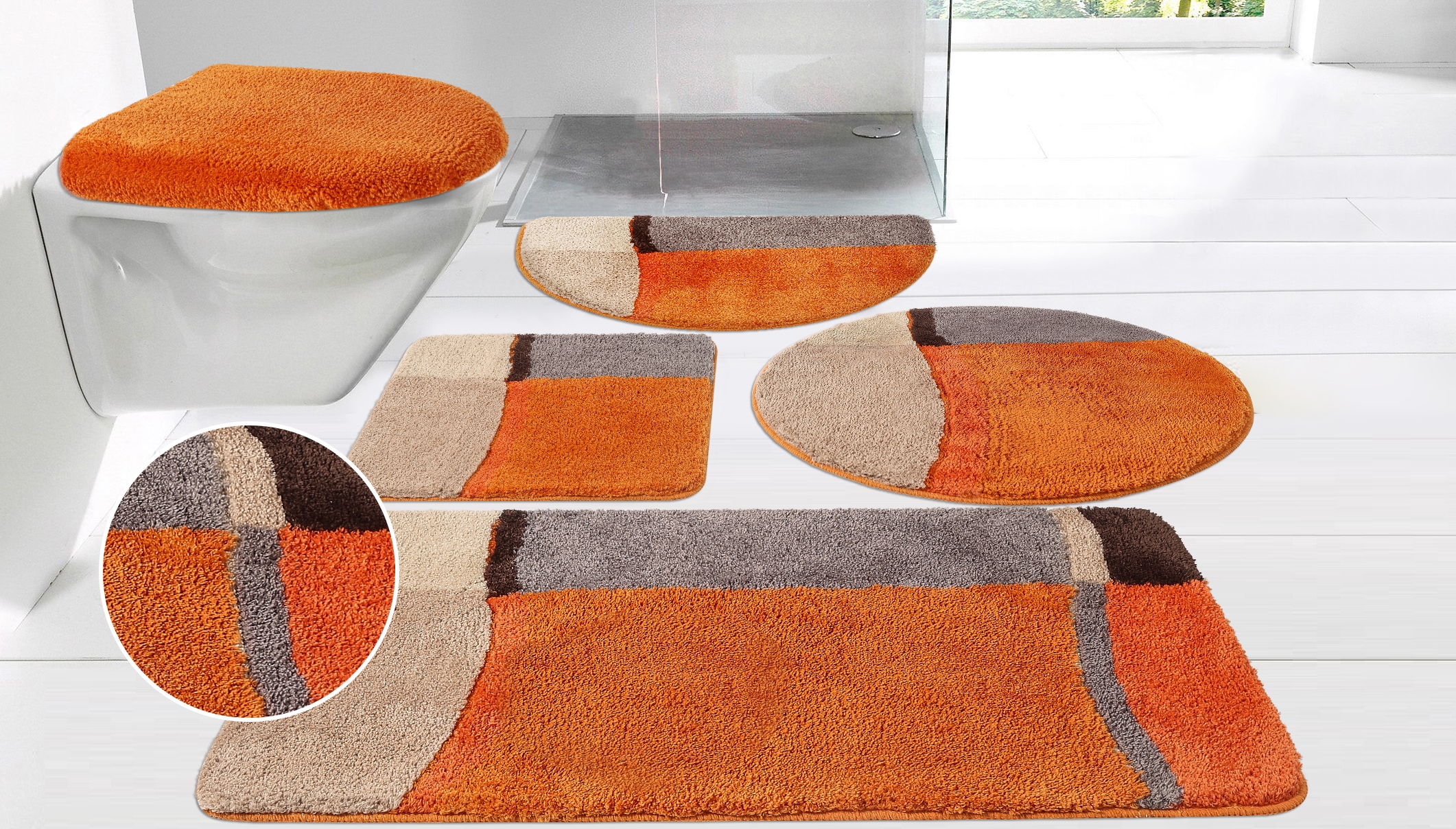 my home Tapis de bain »Belio, Badvorleger, Badezimmer Teppich« Höhe 20 mm Badematte, Badteppich, Badematten auch als 2 tlg. Set erhältlich, bunt