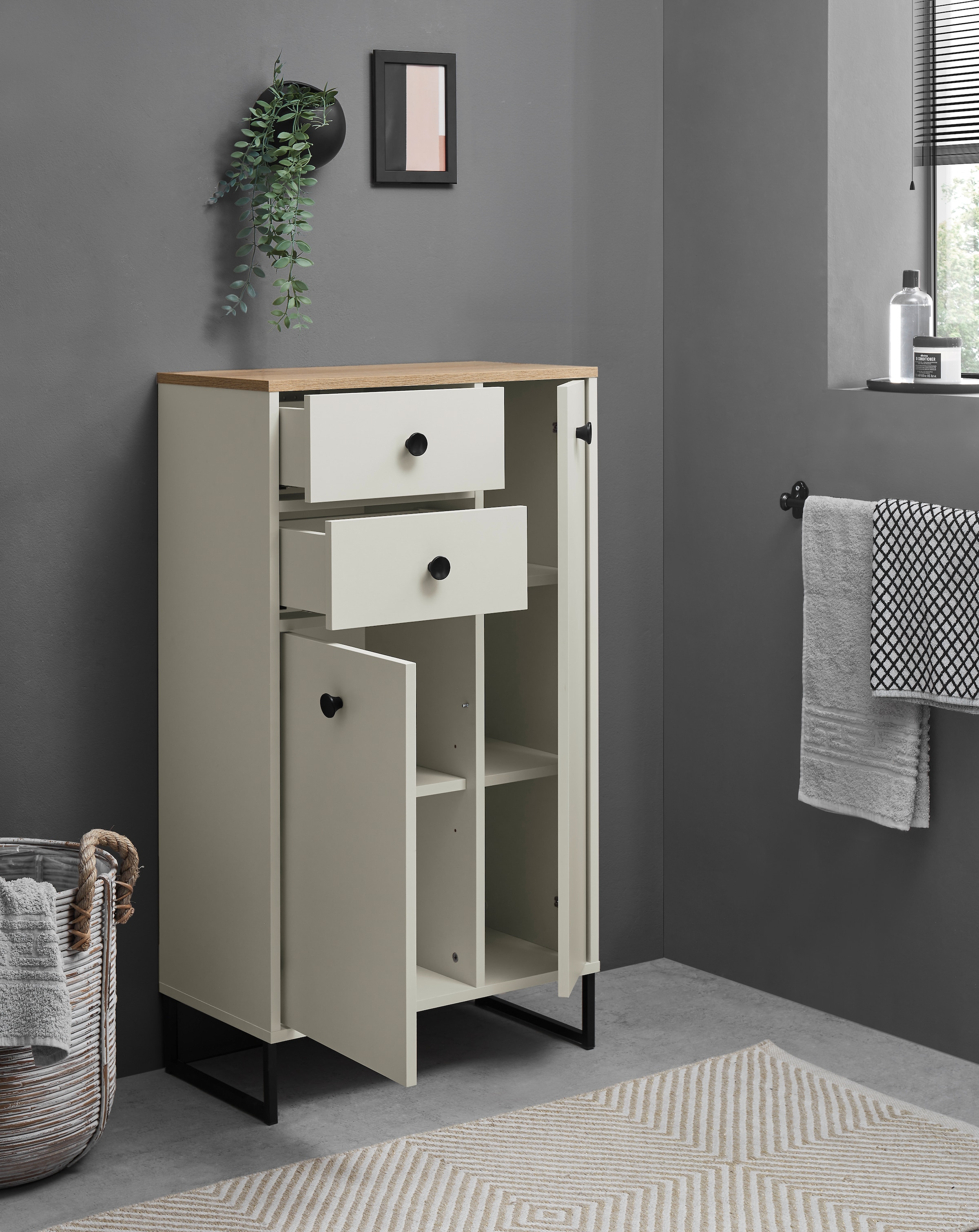 BASIC by Balculina Midischrank »Linea« 1 Stk. tlg. Breite 38cm, U-Profil Füsse, Unterflurauszug
