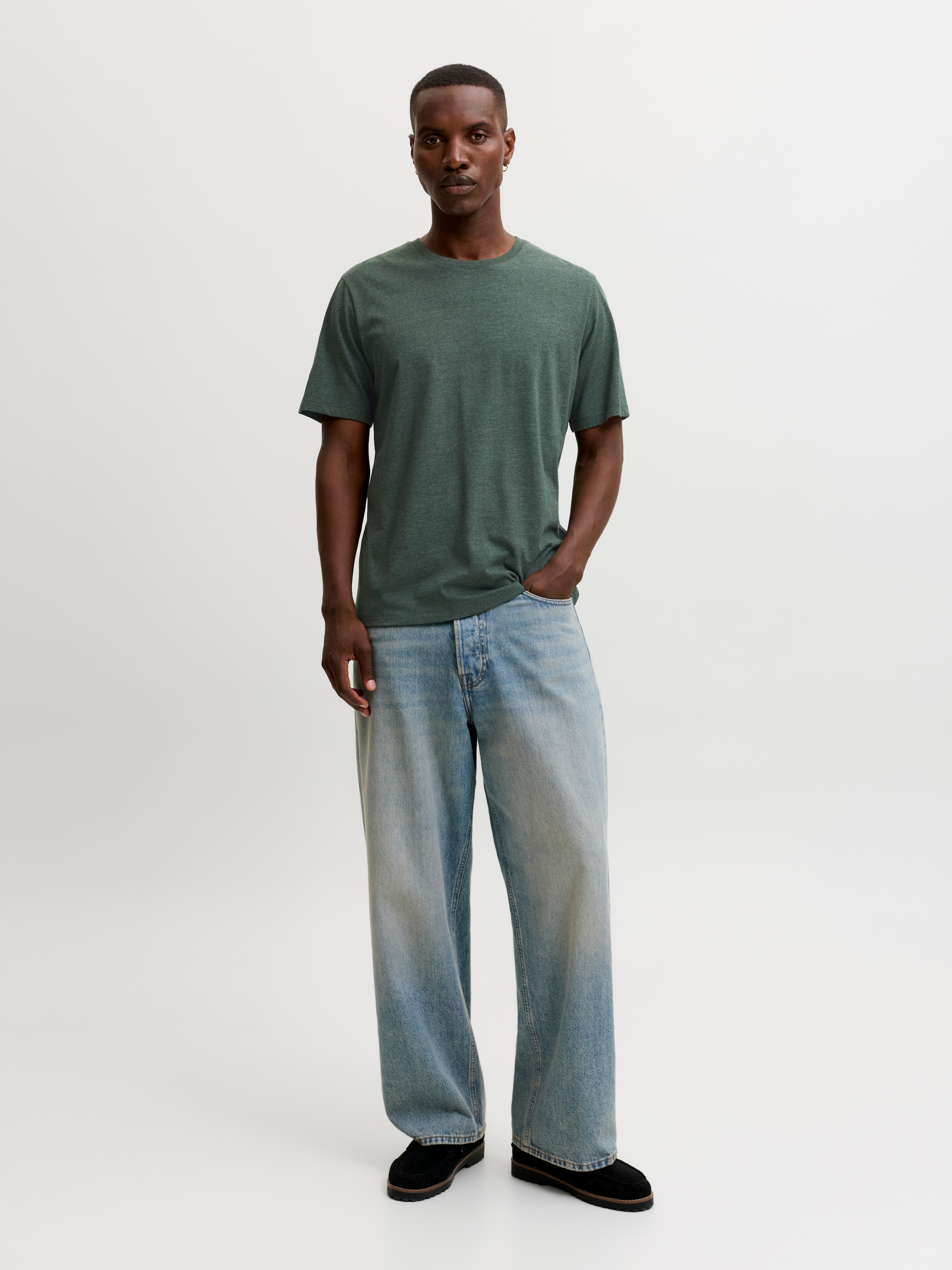 Jack & Jones Shirt à col rond »JJEORGANIC MELANGE TEE SS O-NECK NOOS« mélange coton, coupe régulière