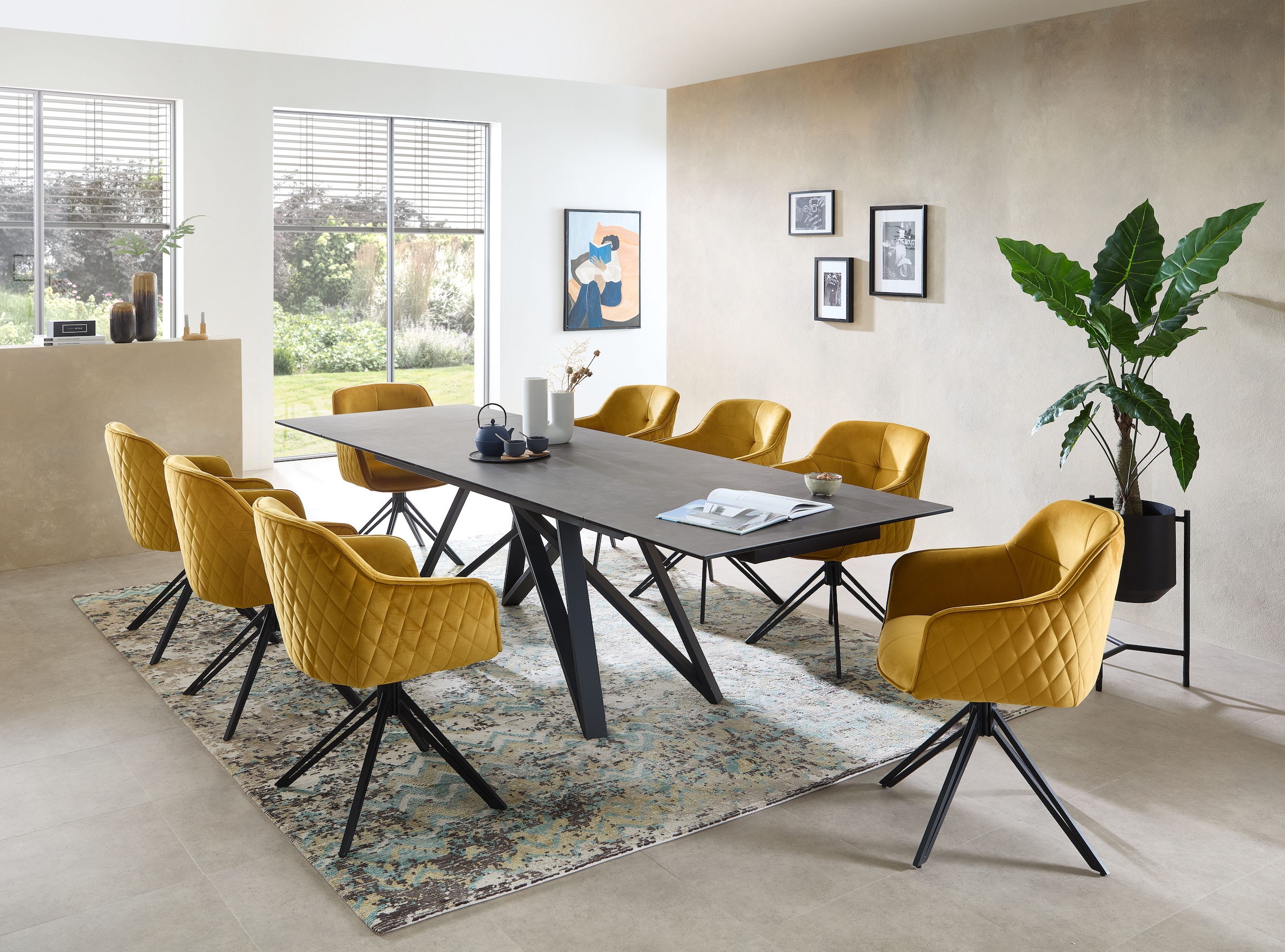 Stolkom Esstisch »Charly Esszimmertisch Keramik, ausziehbar 280 cm, BxHxT 180x75x95 cm« Keramikoberfläche,Tischplatte beidseitig ausziehbar 180 auf 280 cm