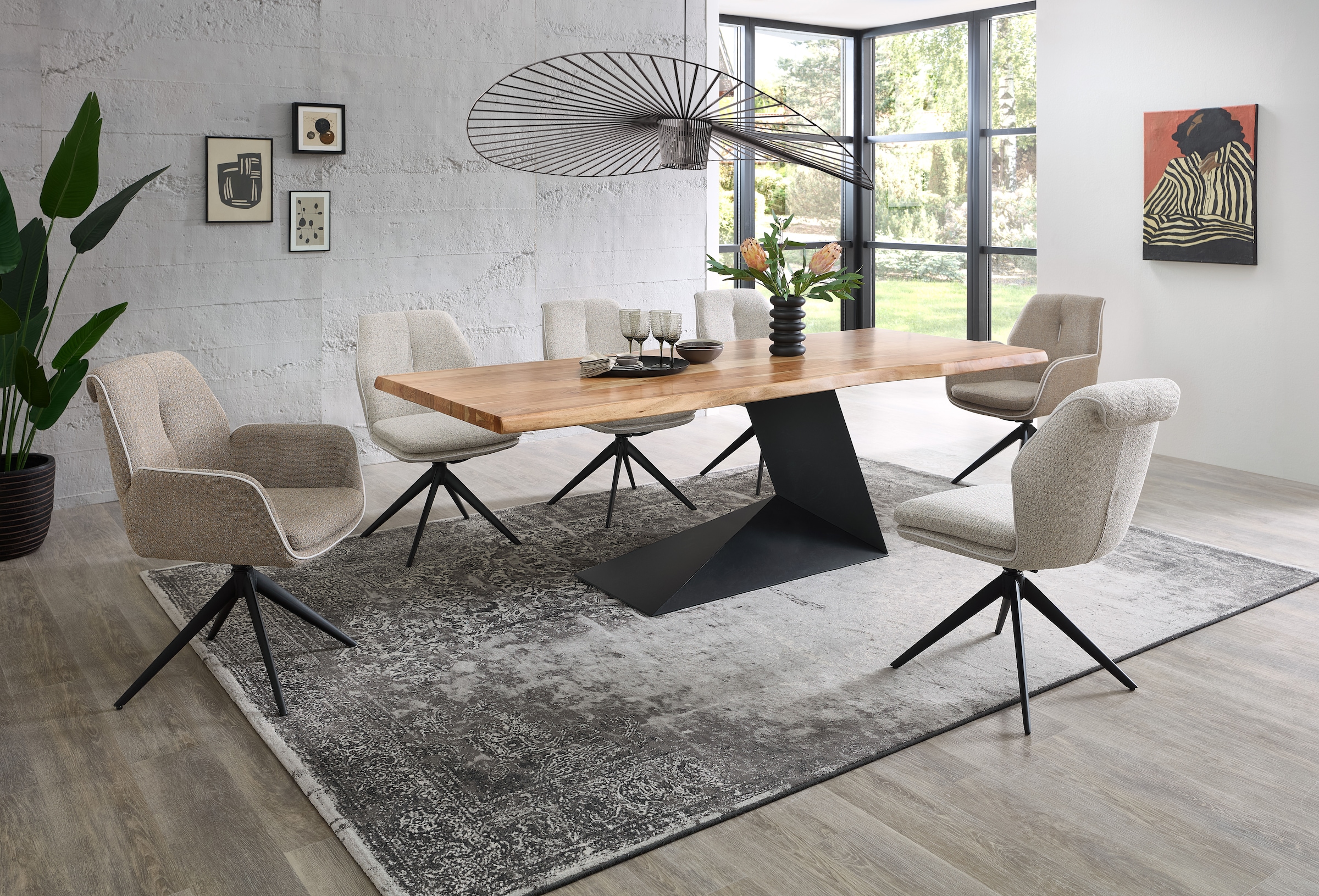 Stolkom Table de salle à manger »Alan Esszimmertisch Massivholz, wahlweise in 240 oder 200 cm breite« Akazie Massivholz, Flächenbelastung des Tisches ca. 90 kg