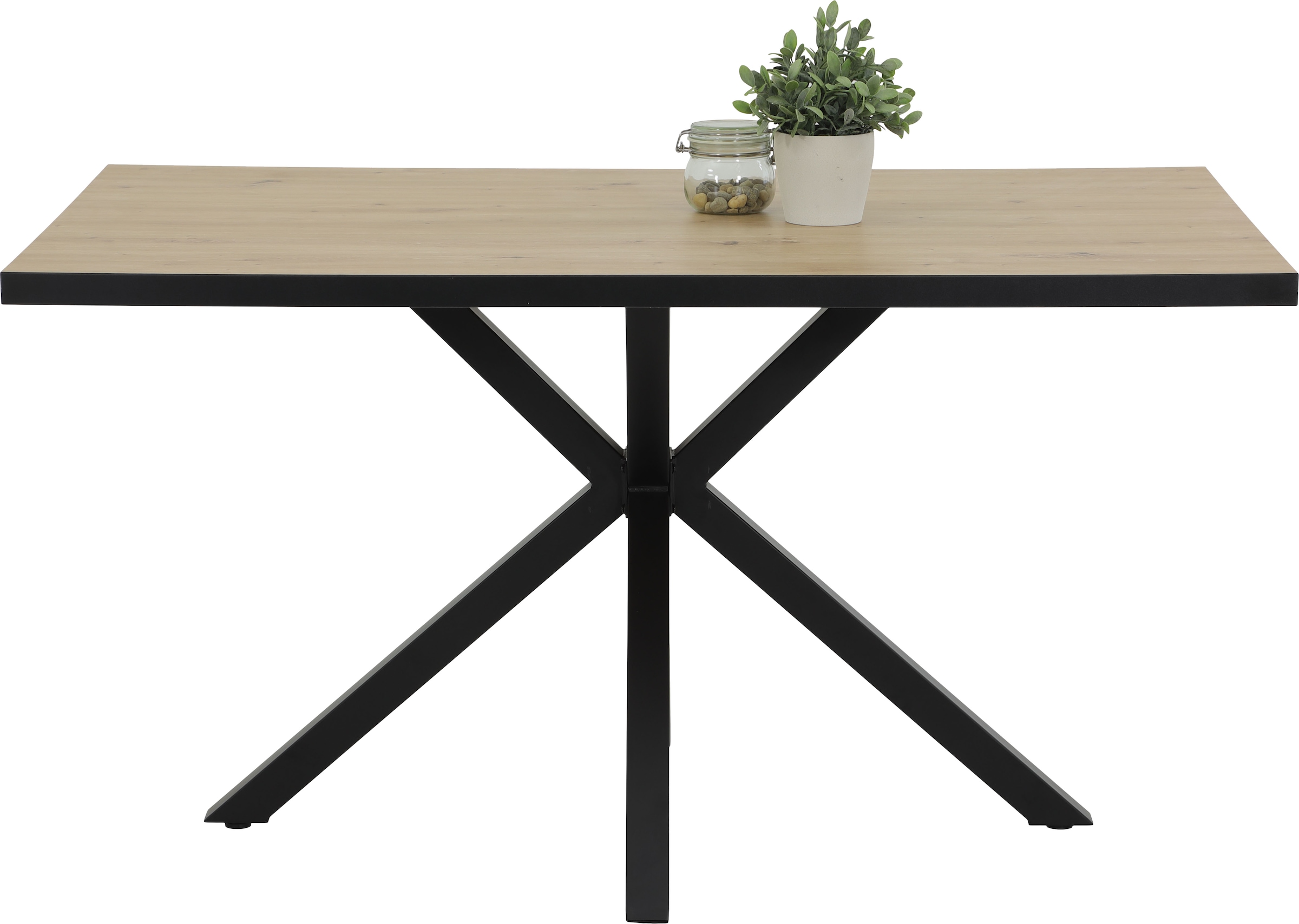 HELA Ensemble de salle à manger »SPREE« 4 cuis tlg. Esstisch 140x90 cm mit Dickkante, Microfaserbezug,