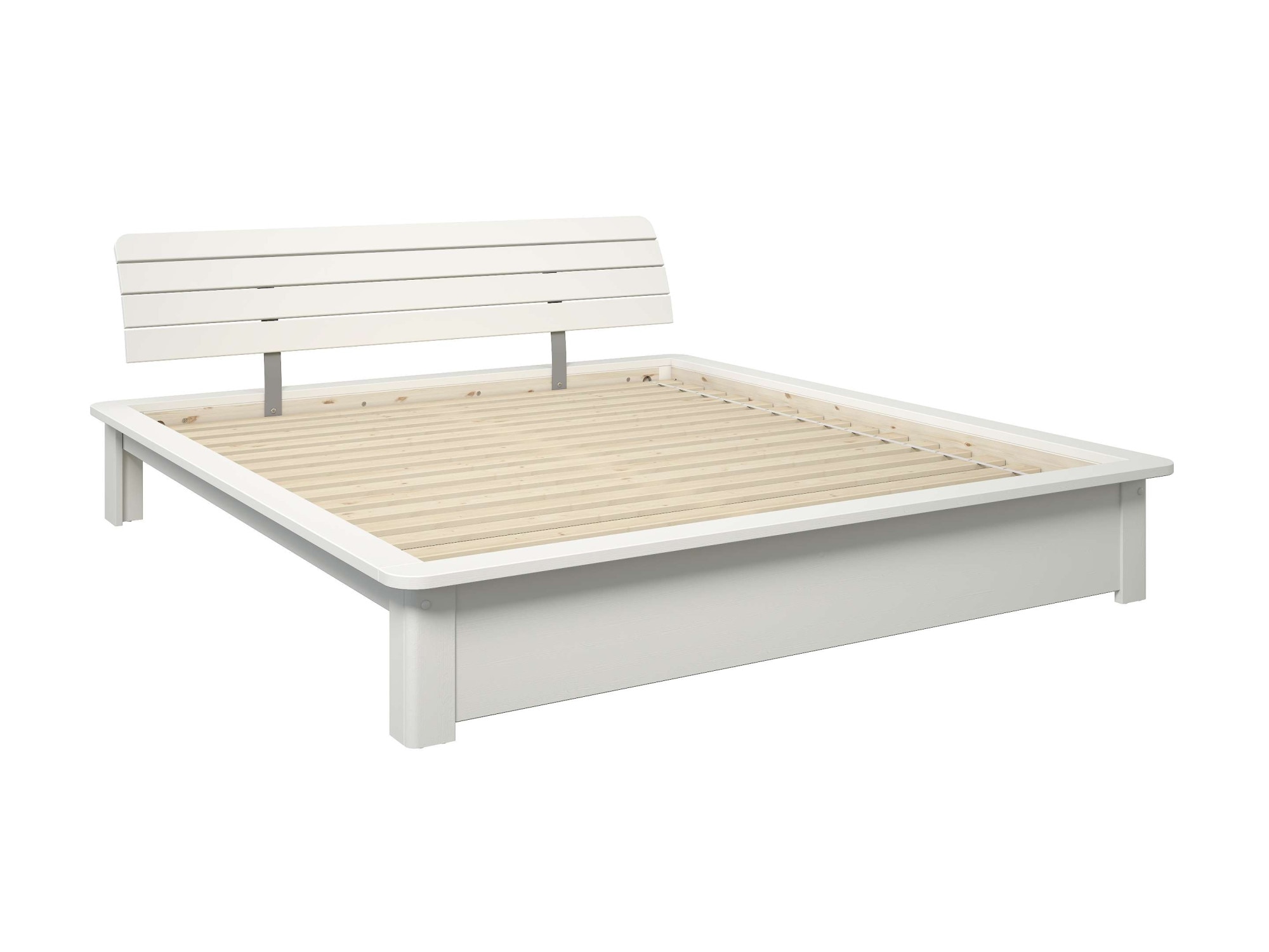 GOODproduct Lit en bois massif »Antri, Futonbett, ergonomisch geformtes Kopfteil, stilvolles Design« Rahmen zur Ablage von Smartphone, mit Lattenrost, Bettkasten optional