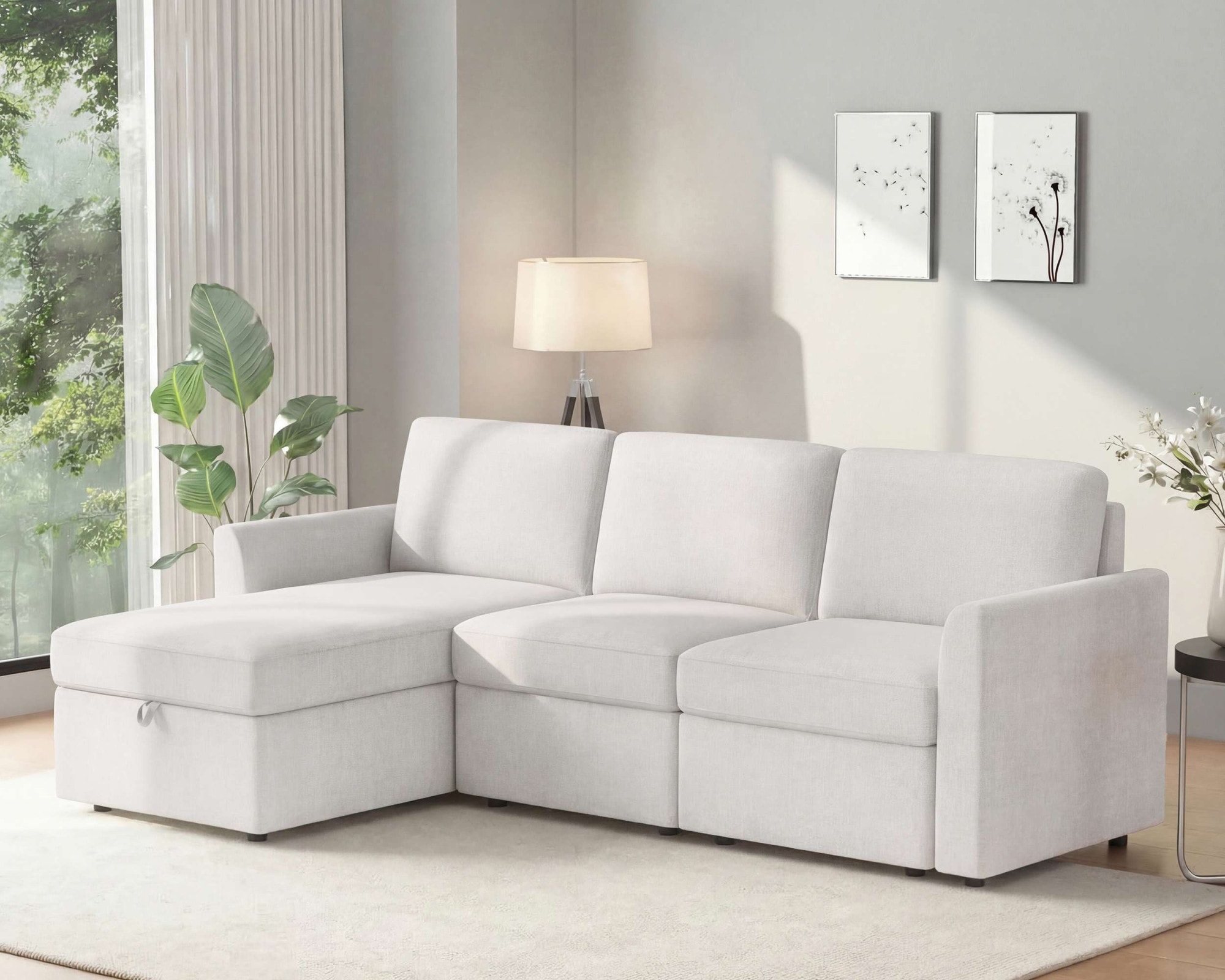 Dorel Home Canapé d'angle »NORDHUS, L-Form, 200 cm, Recamiere rechts/links montierbar« grosser Stauraum, softer Cord und feiner Webstoff-Bezug