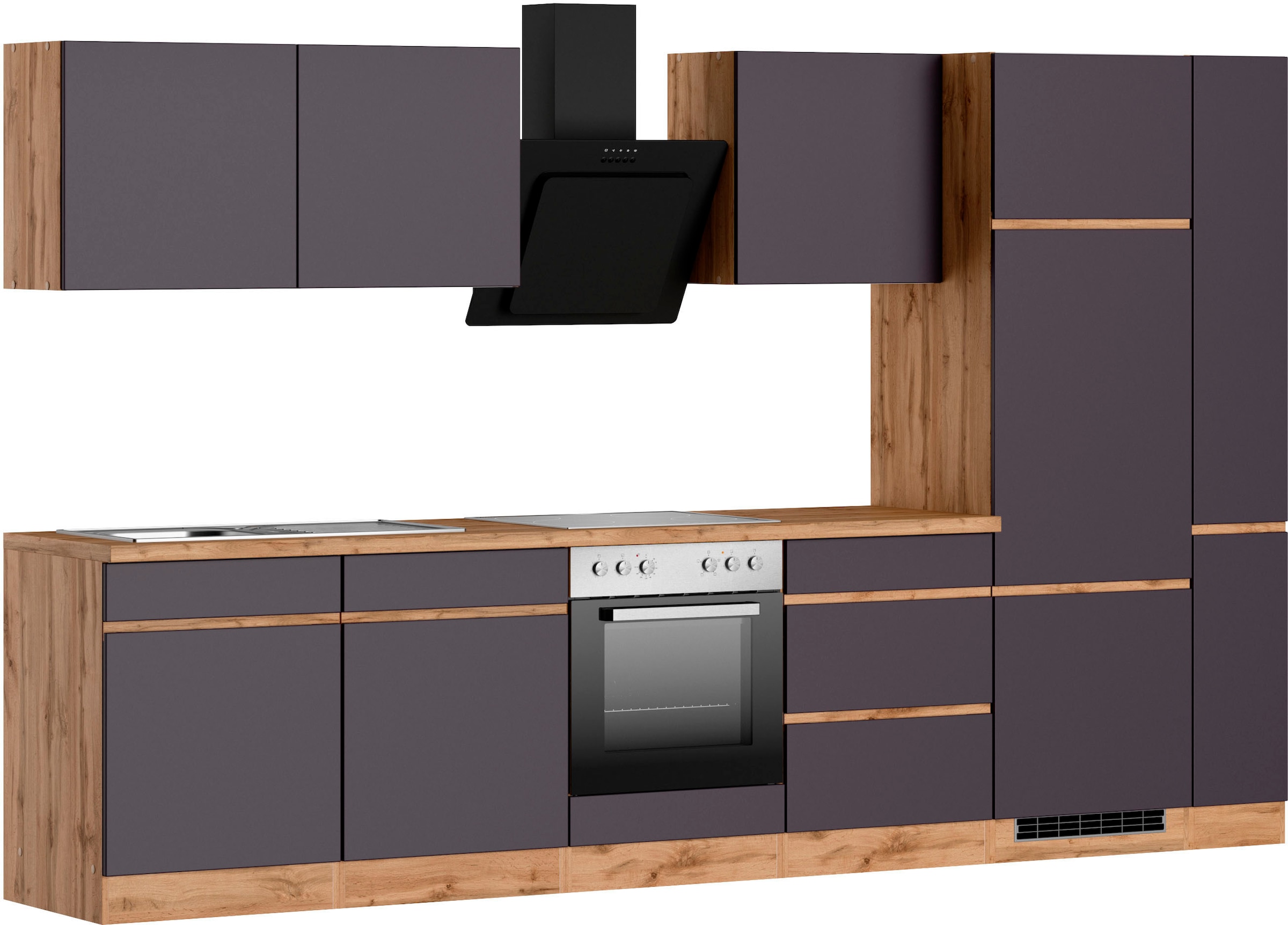 KOCHSTATION Kitchenette »KS-Riesa« Largeur réglable 330 cm, avec ou sans appareils électriques au choix