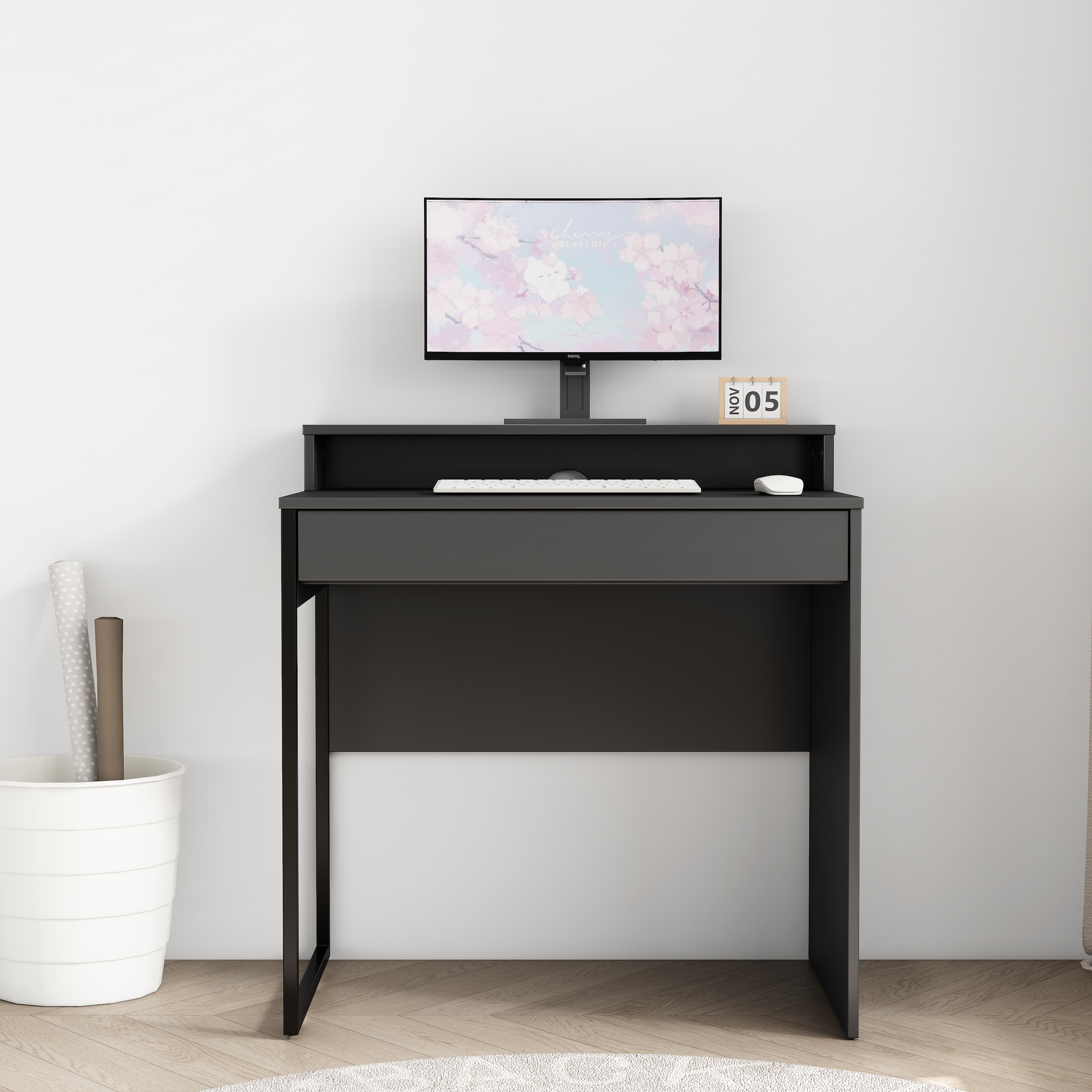 GOODproduct Bureau »Moid, Computertisch in modernem Design« Breite 80 cm, mit Schublade, Kabeldurchlass & Metallkufe