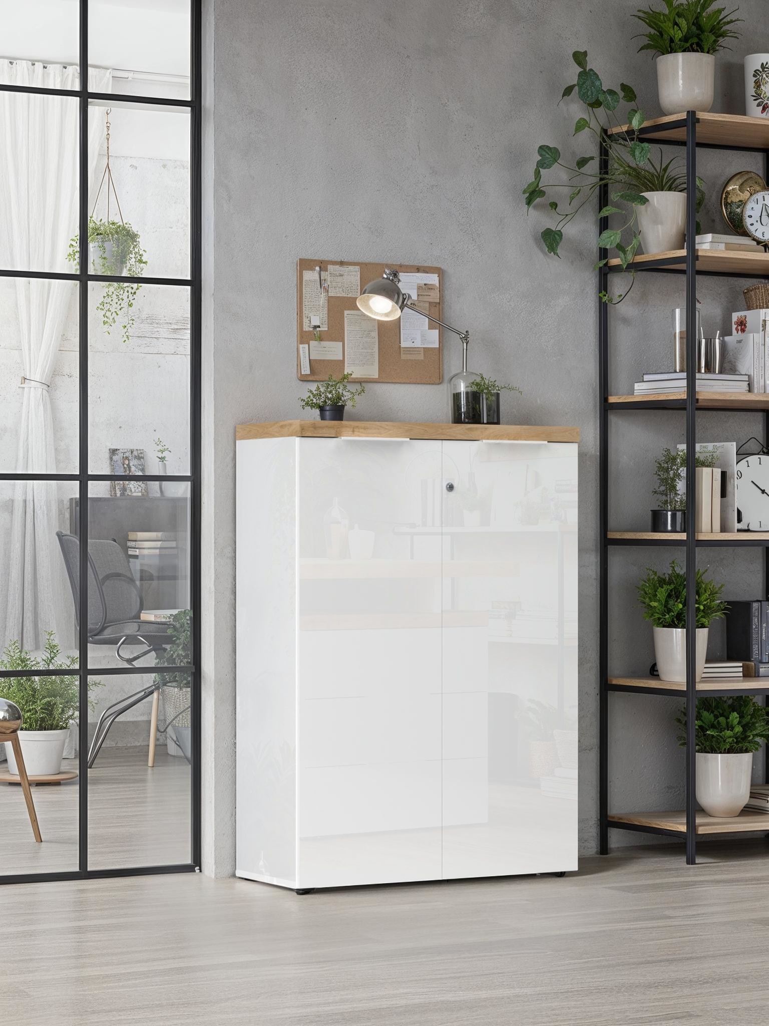 Home affaire Aktenschrank »Easy H 115 cm, Büroschrank, Mehrzweckschrank mit 2 Türen« Metallgriffe,  abschliessbar, Top 38 mm stark