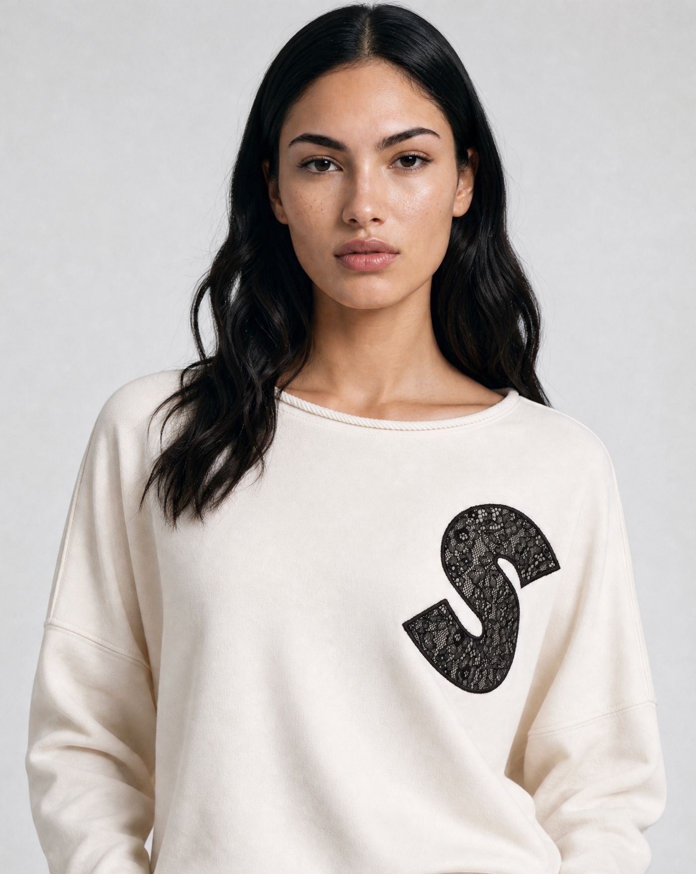 Smith & Soul Sweat-shirt long , avec dentelle contrastée, oversize
