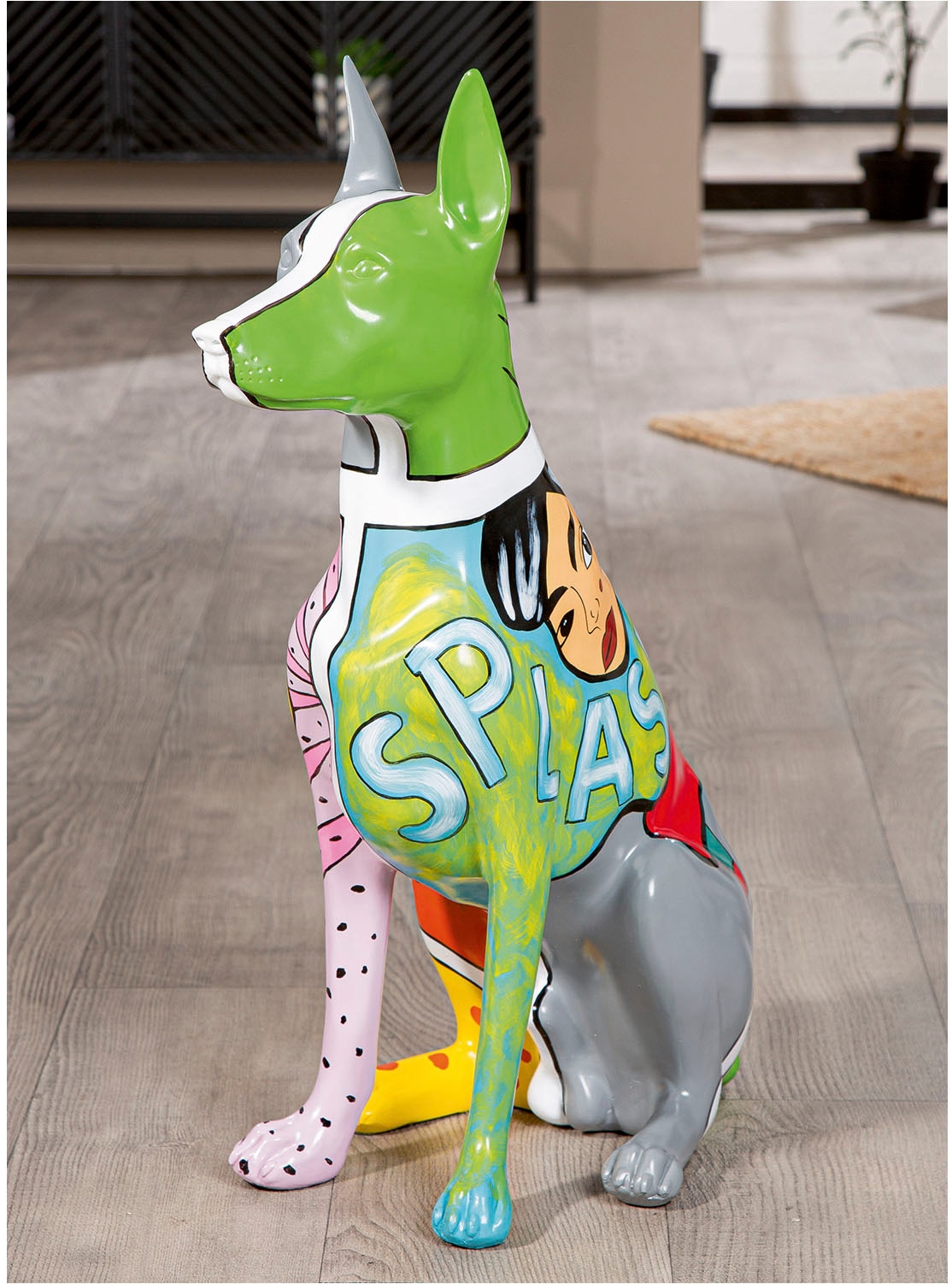 GILDE Figurine d'animal »Figur Hund Dobermann mehrfarbig H. 70 cm«