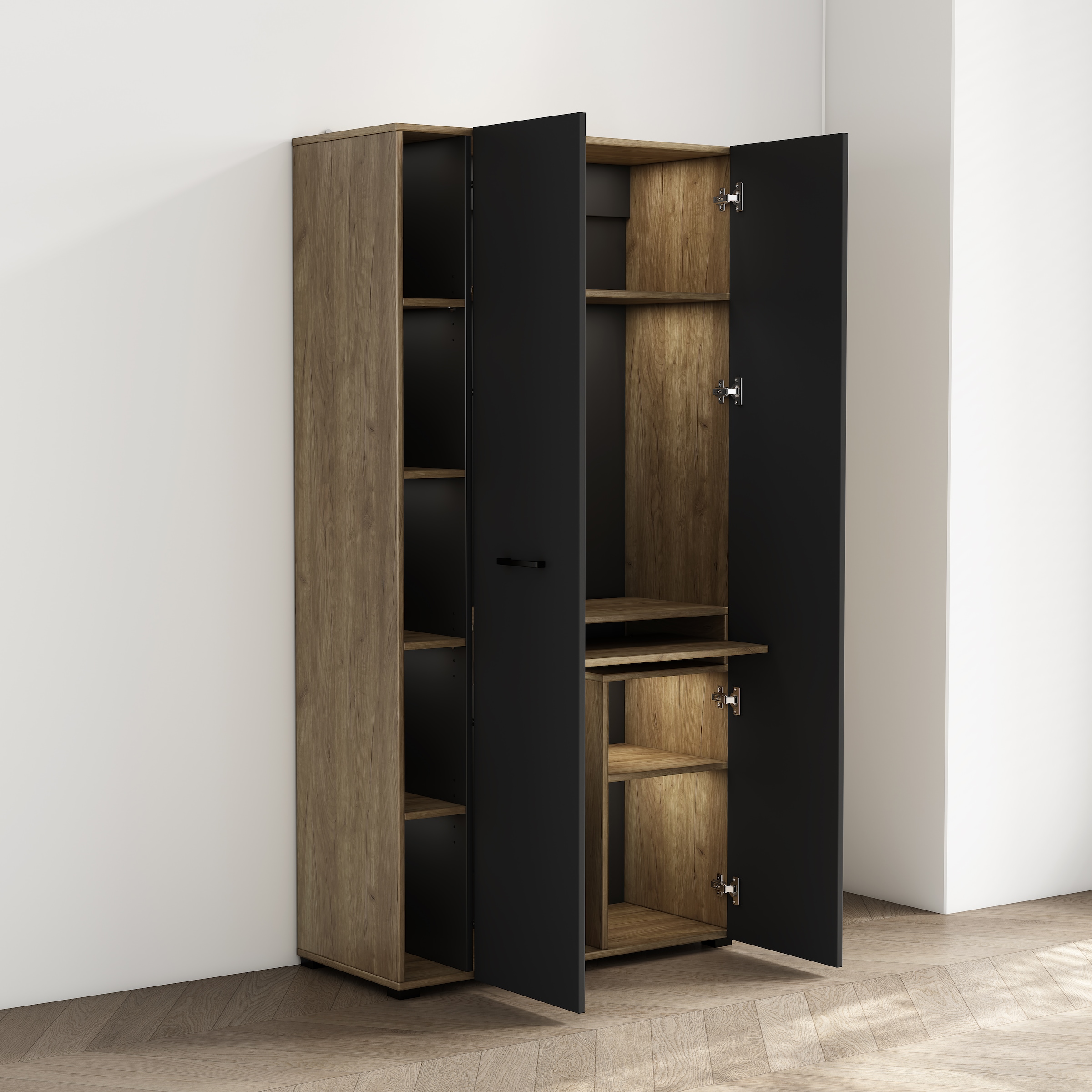 GOODproduct Armoire pour ordinateur »Moid« Set,  PC-Schrank, mit zwei Türen, mit Tastaturauszug, B 88 cm