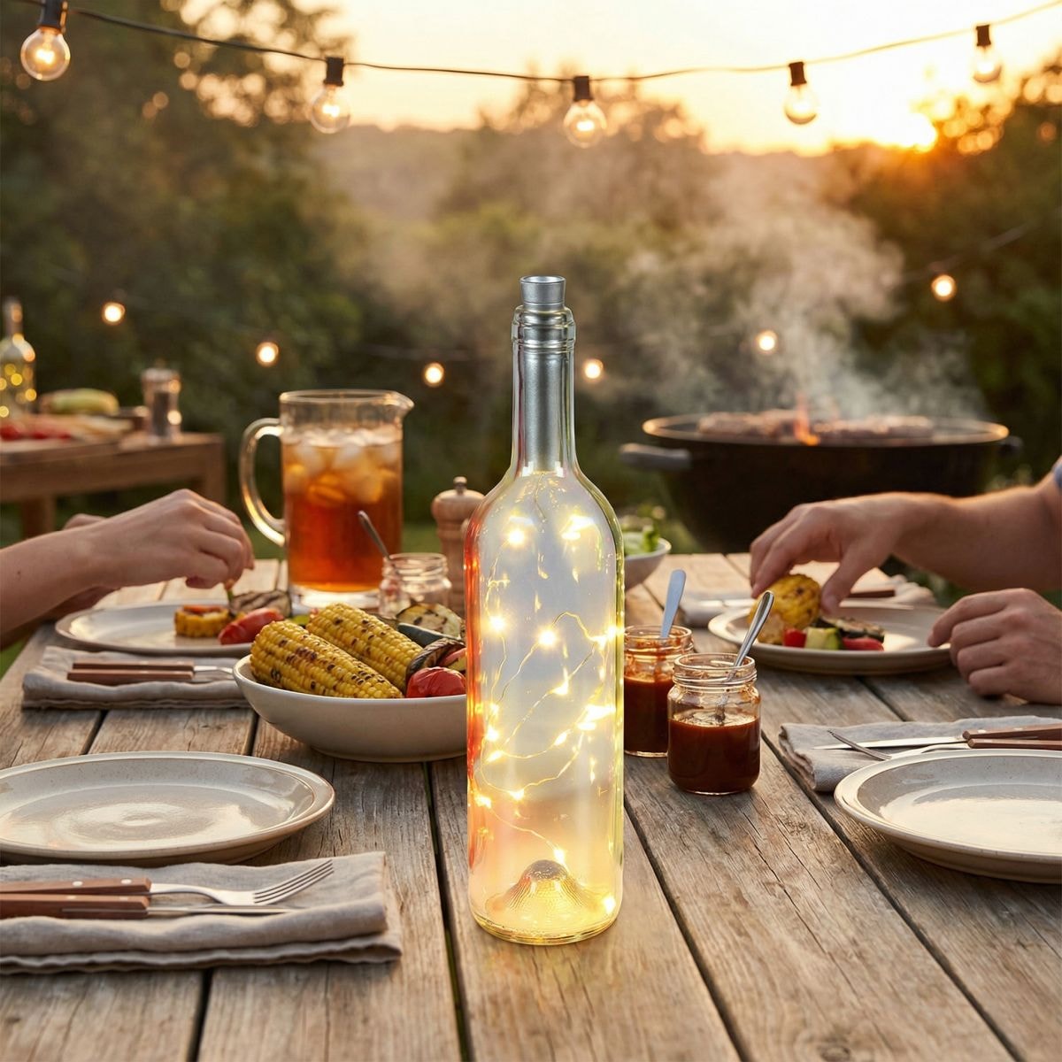 Ambiente Haus LED Aussen-Tischleuchte »Glasflasche mit LED-Licht 31cm« 1 Stk. Warmweiss