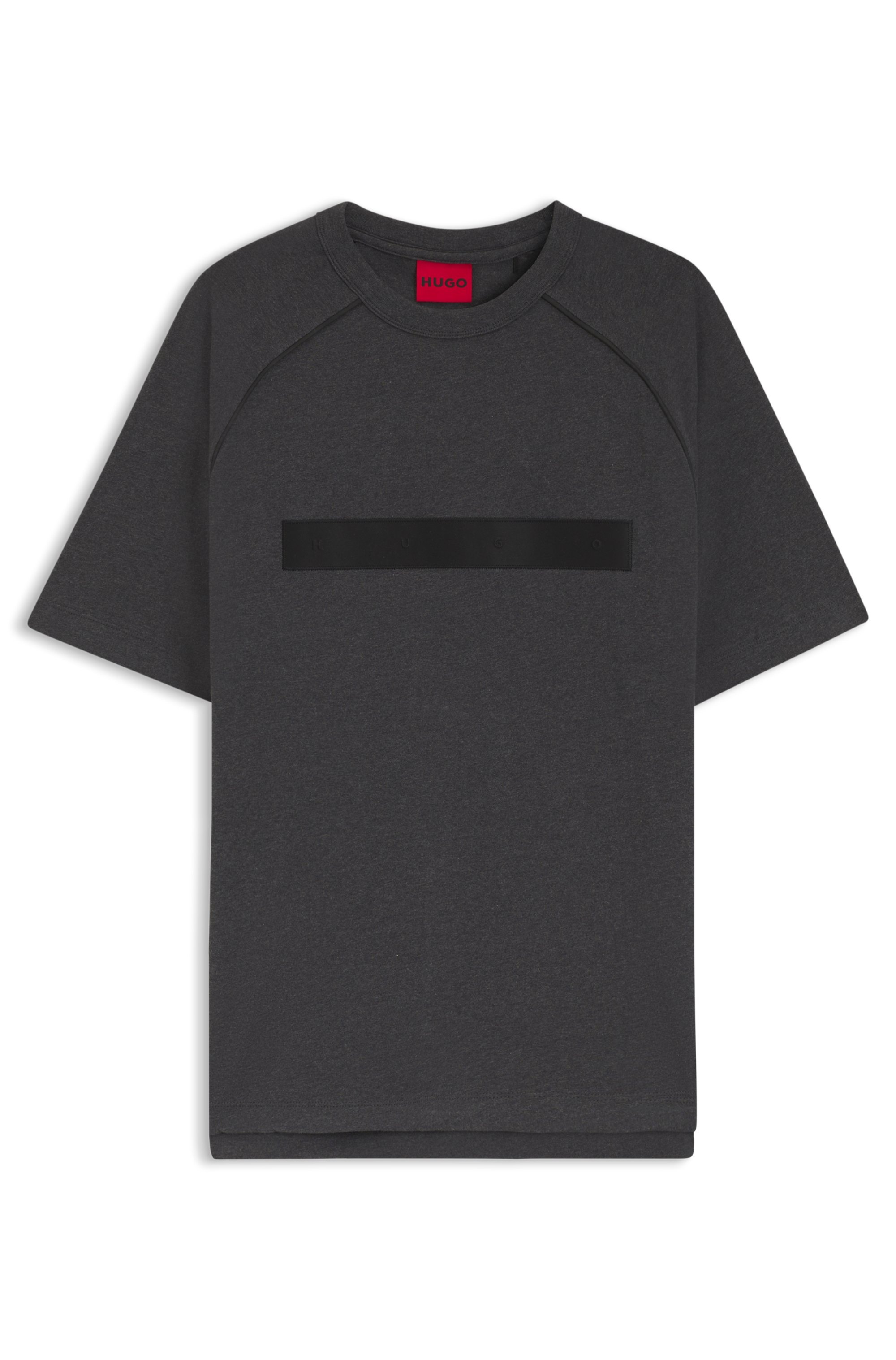 HUGO T-shirt »Dalik« Col rond, coupe décontractée, grand badge