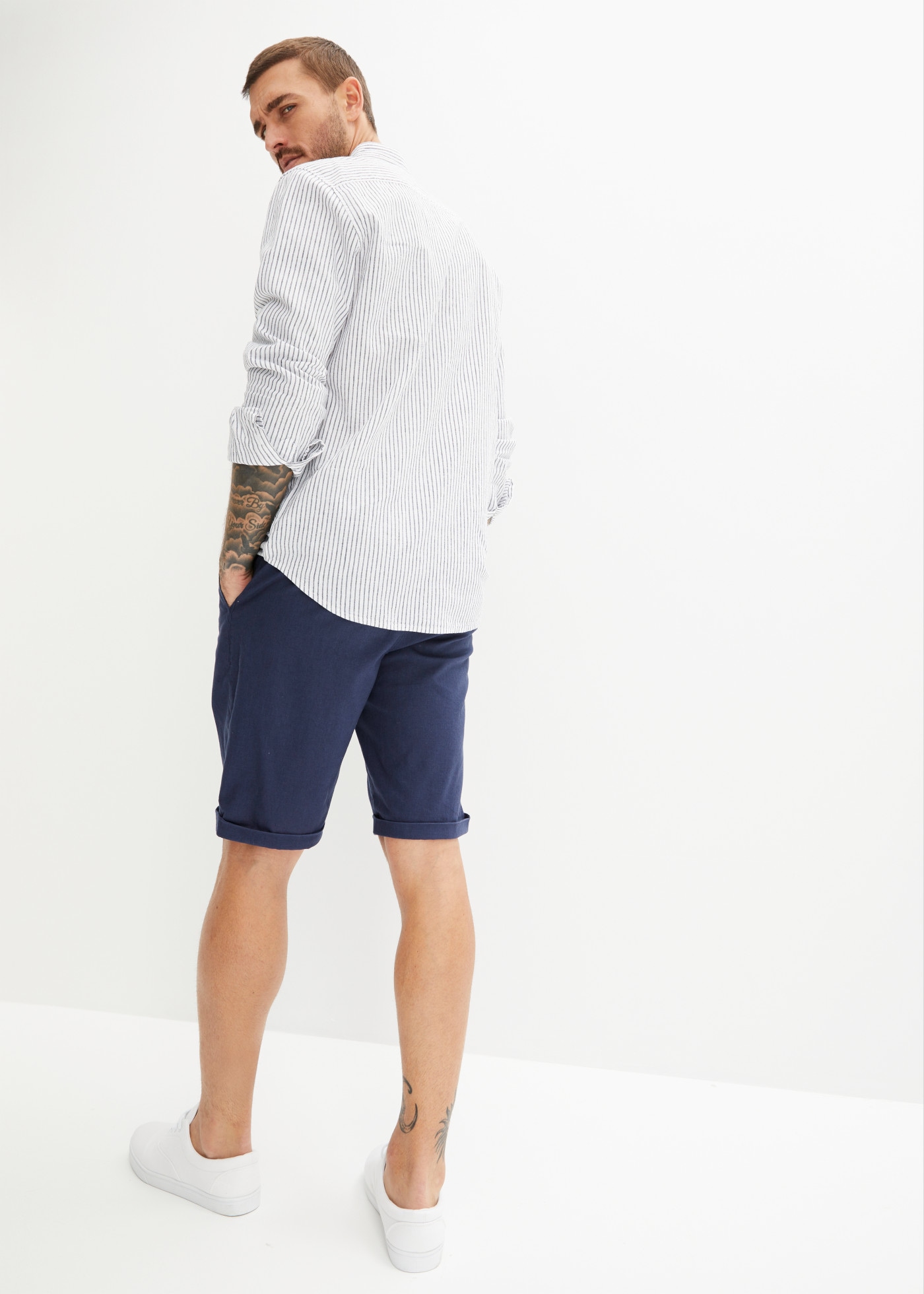 bonprix Bermuda  en mélange lin-coton, coupe Regular Fit, avec lien à la taille
