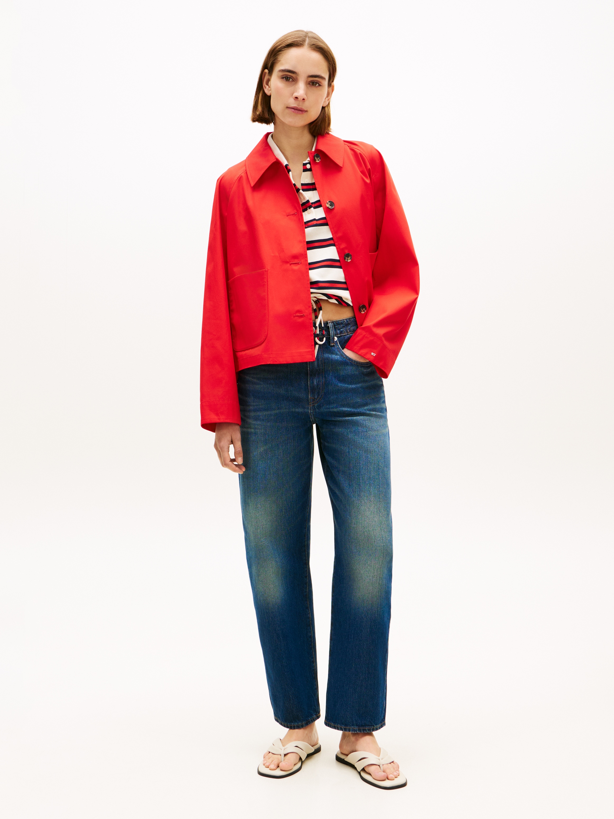Tommy Hilfiger Kurzjacke »COTTON SHORT JACKET« mit aufgesetzten Taschen, Relaxed Fit
