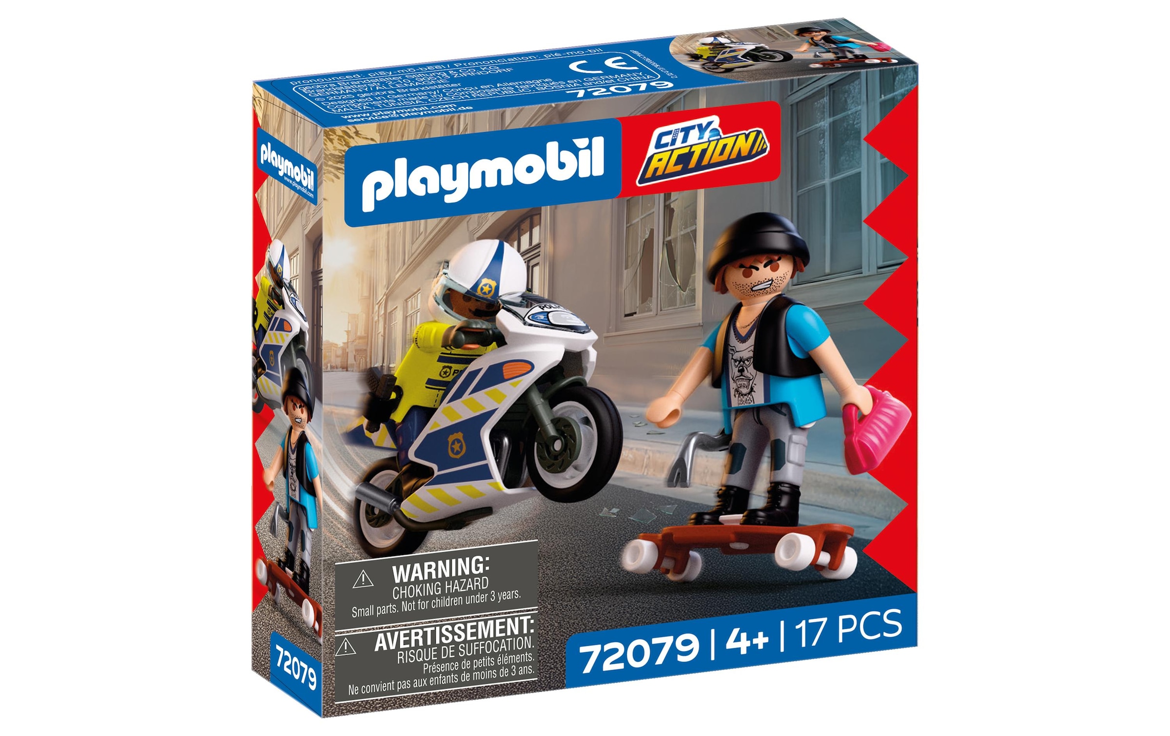 Playmobil® Konstruktions-Spielset »Verfolgungsjagd mit Motorrad (72079), City Action« Made in Europe