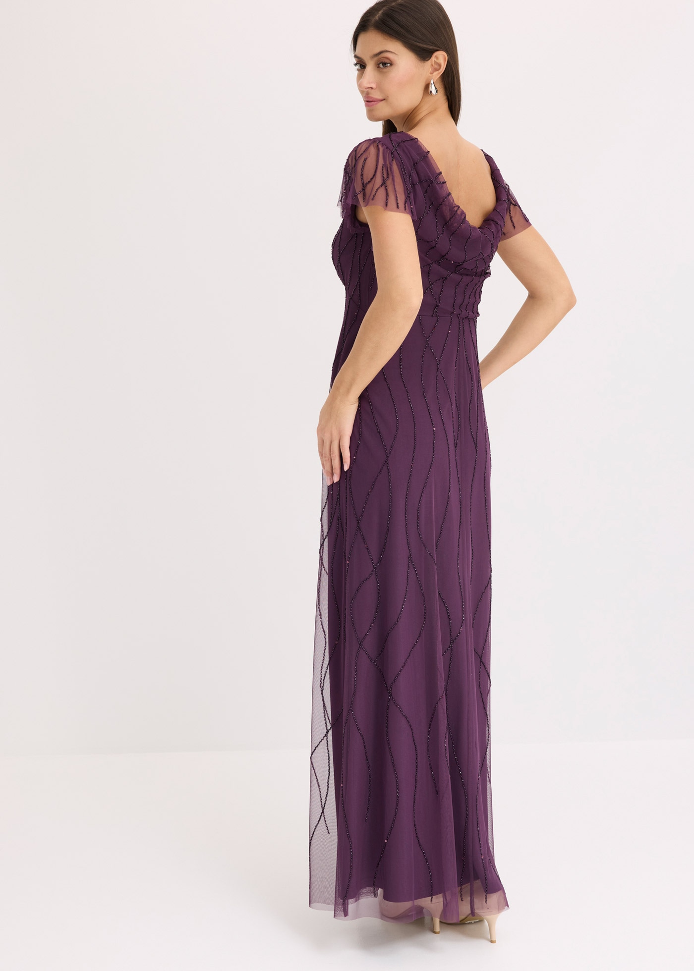 bonprix Maxi robe für Abiball, Festtage und Hochzeiten, aus Tüll, mit Perlenstickerei