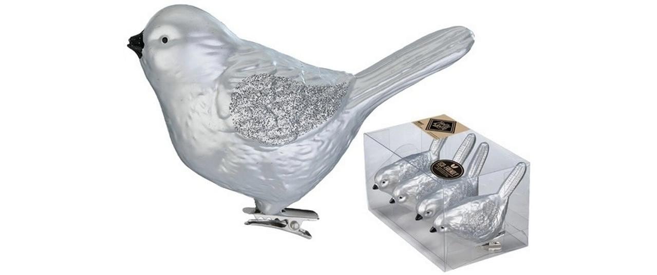   Boule de Noël »Weihnachtskugel Vogel Winter Silver 4 Stück, 8 cm«