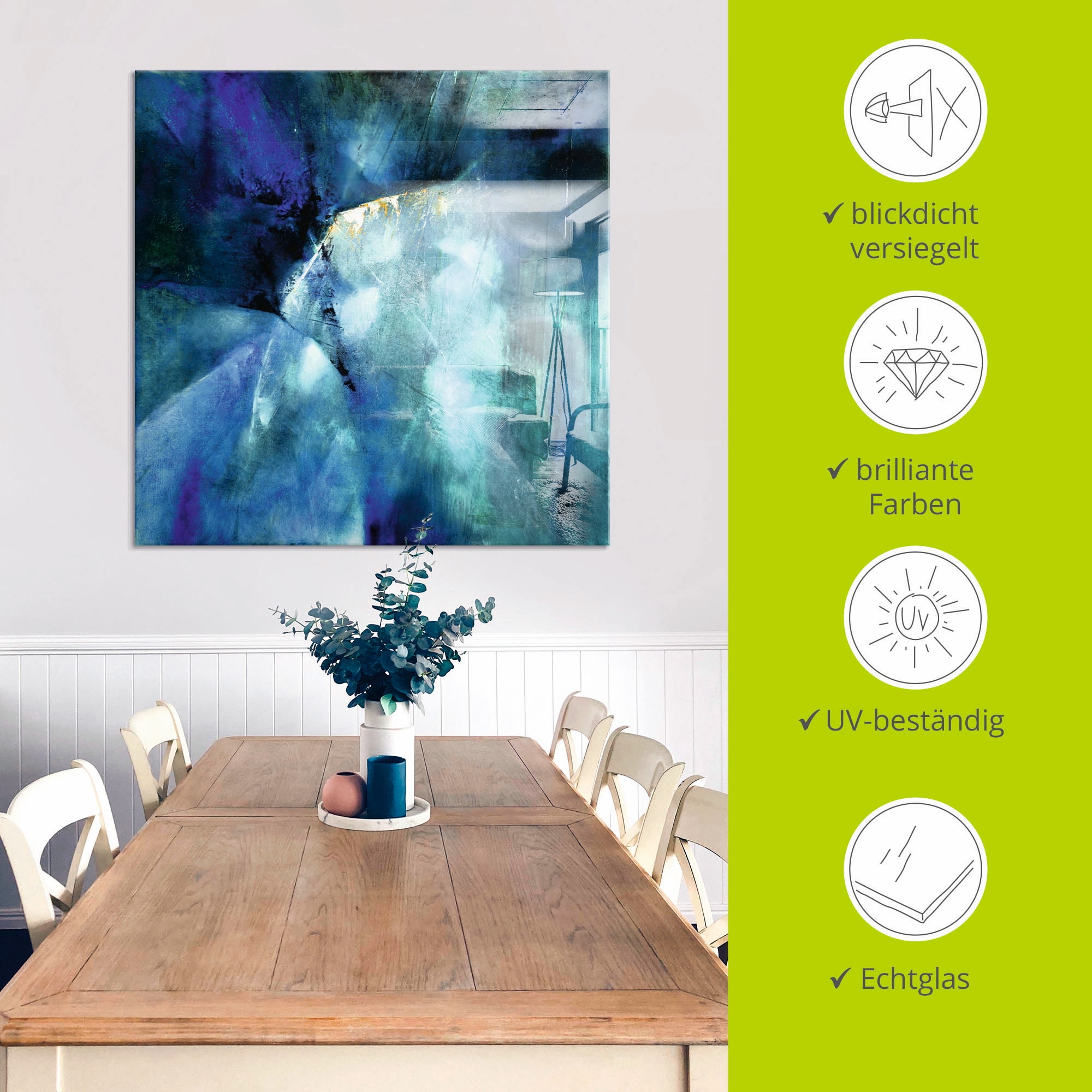 Artland Tableau en verre »Komposition in blau« 1 cuis tlg. in verschiedenen Grössen