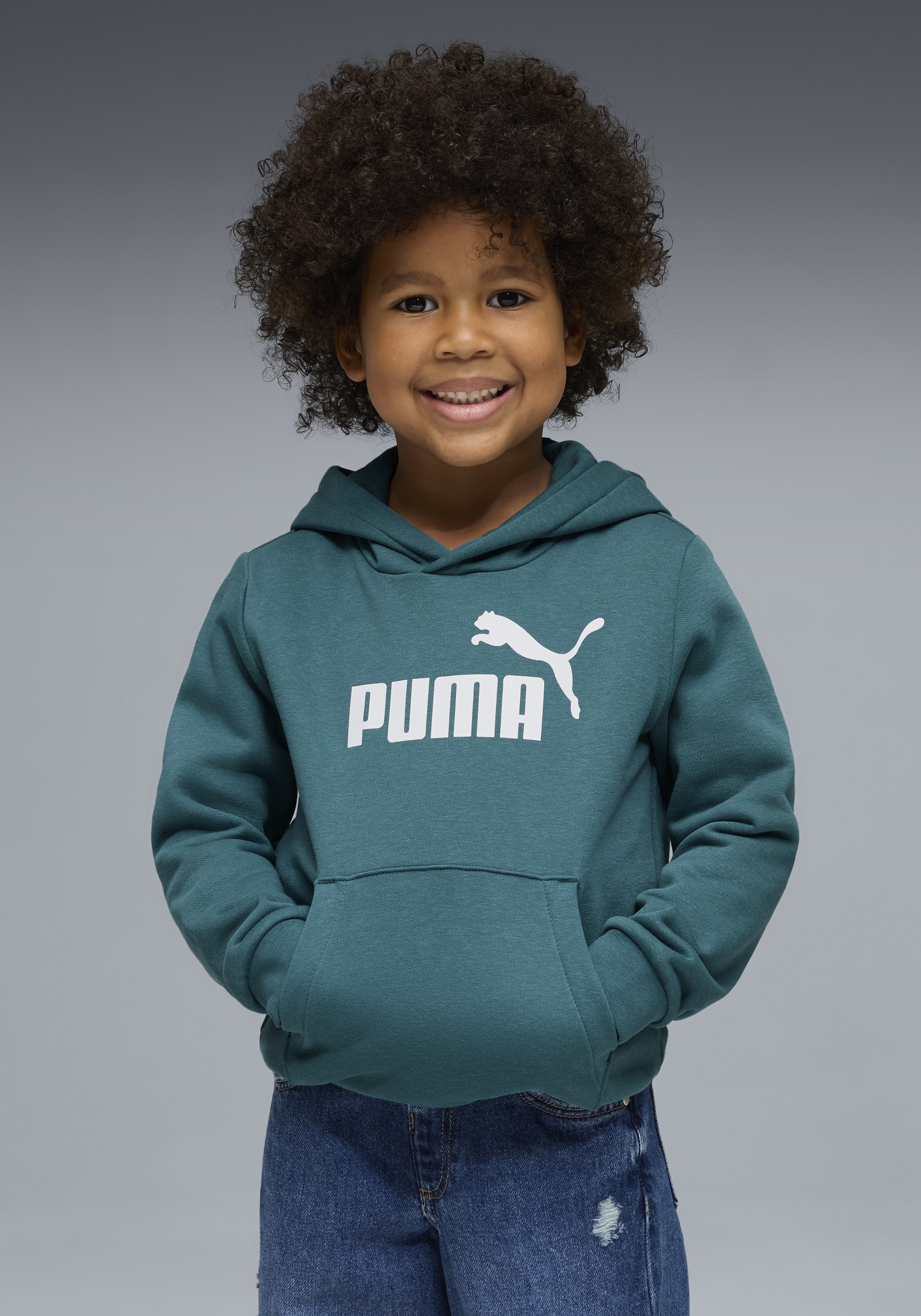 PUMA Kapuzensweatshirt »ESS NO. 1 LOGO HOODIE FL PS«, für Kinder, Regular Fit, mit Kängurutasche, mit Jerseyfutter
