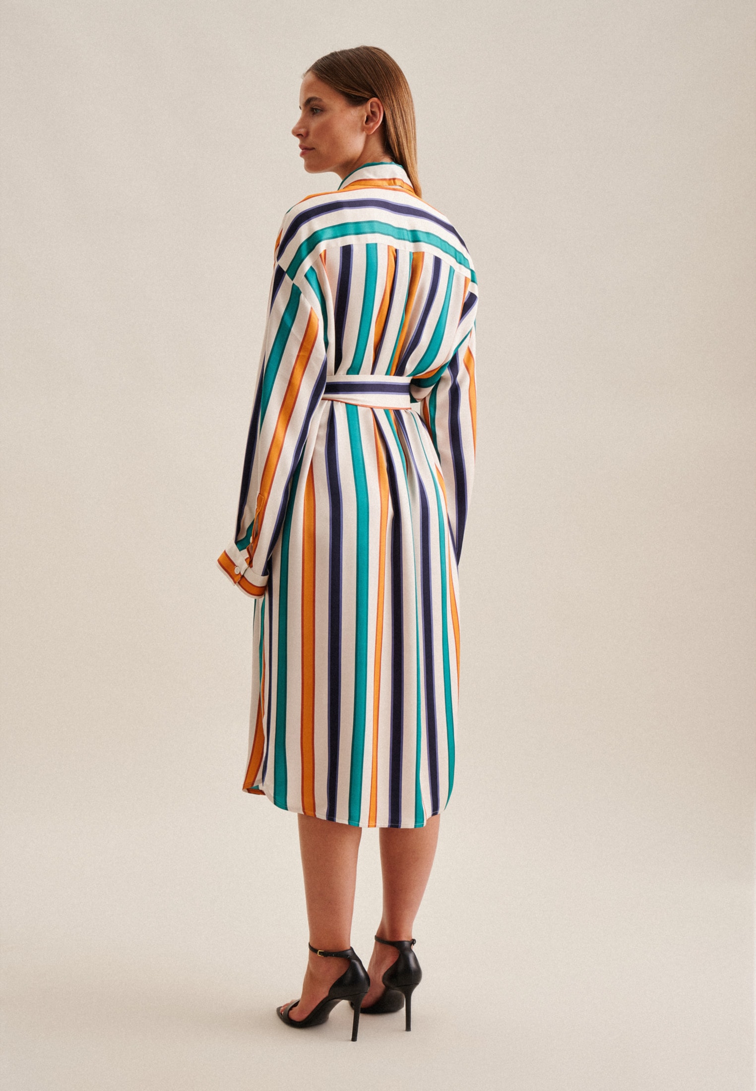 seidensticker Sommerkleid »Schwarze Rose« Langarm Kragen Streifen