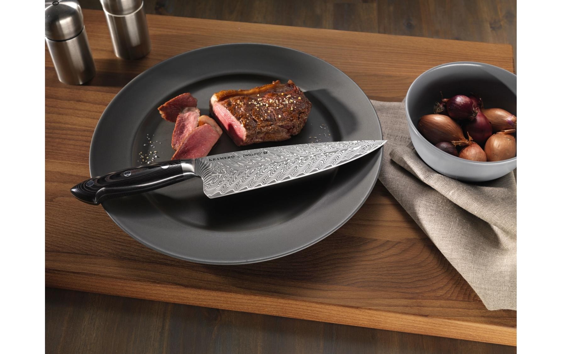 Zwilling Santokumesser »Kramer Euro Stainless 18 cm« Handgefertigtes Santokumesser mit 100-lagigem Damastmuster