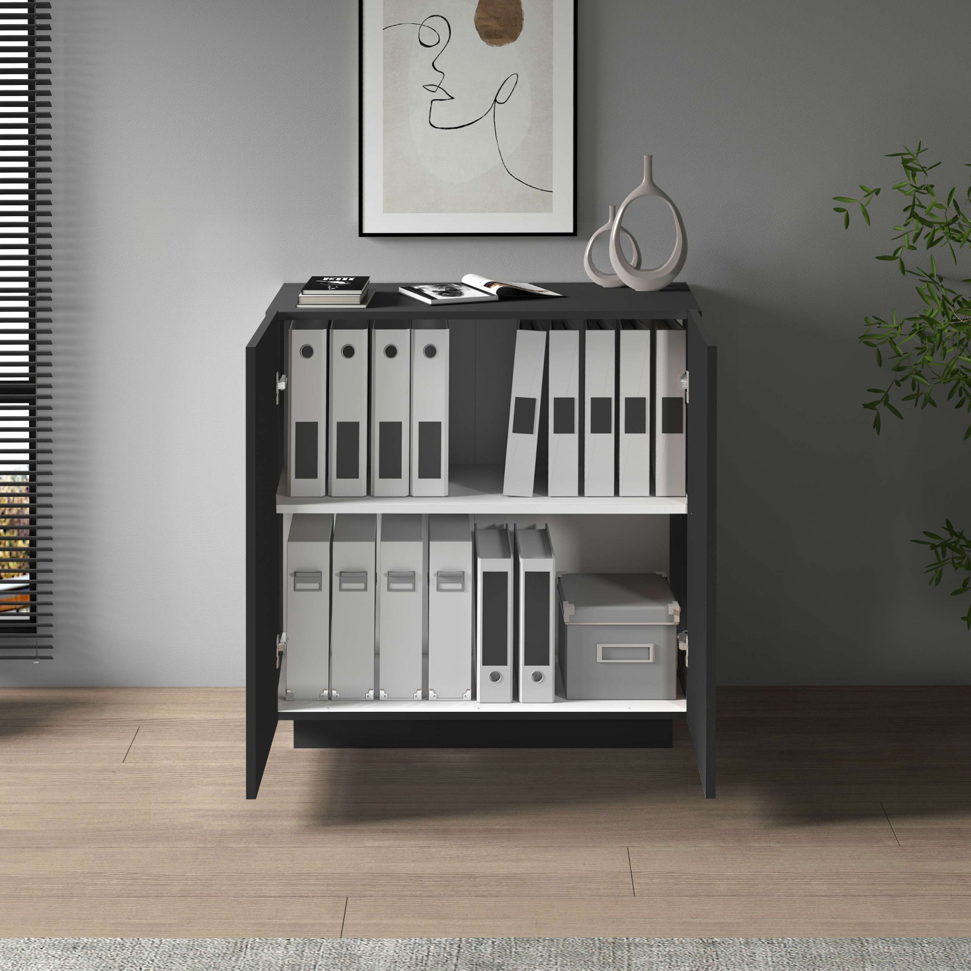 Home affaire Aktenschrank »Essential, Mehrzweckschrank, Büroschrank mit 2 Türen« & verstellbaren Einlegeböden, Höhe 86 oder 166 cm, Made in Italy