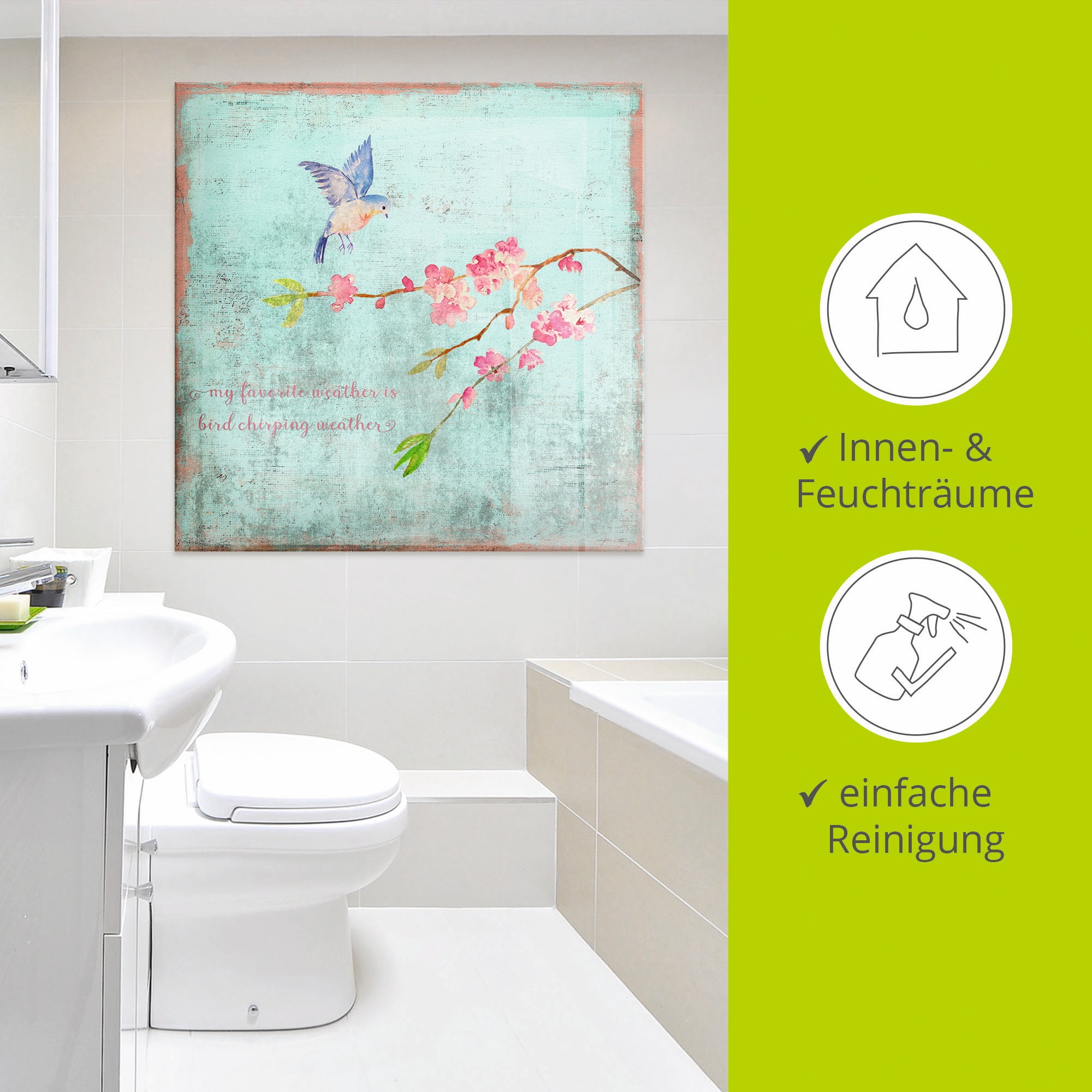 Artland Tableau en verre »Vogelgezwitscherwetter« 1 cuis tlg. in verschiedenen Grössen