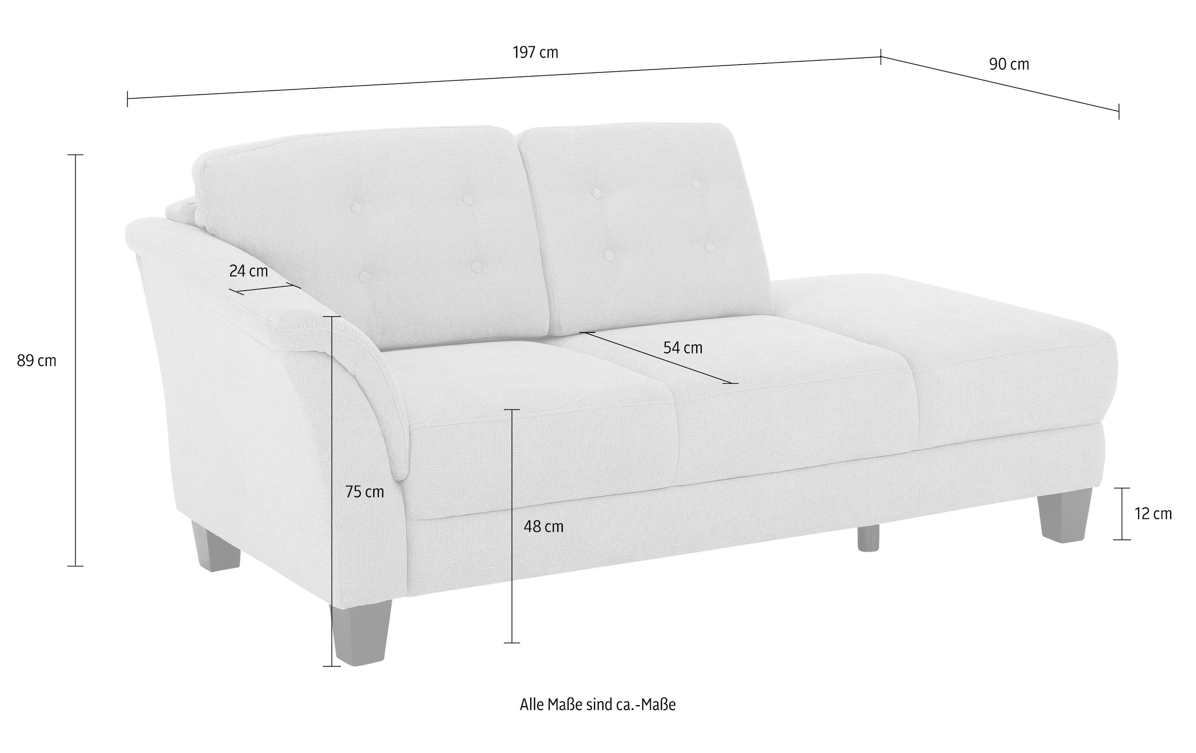 Home affaire Récamière »Trondheim« freistehend, mit Federkern, Knopfheftung im Rücken, Füsse Buche