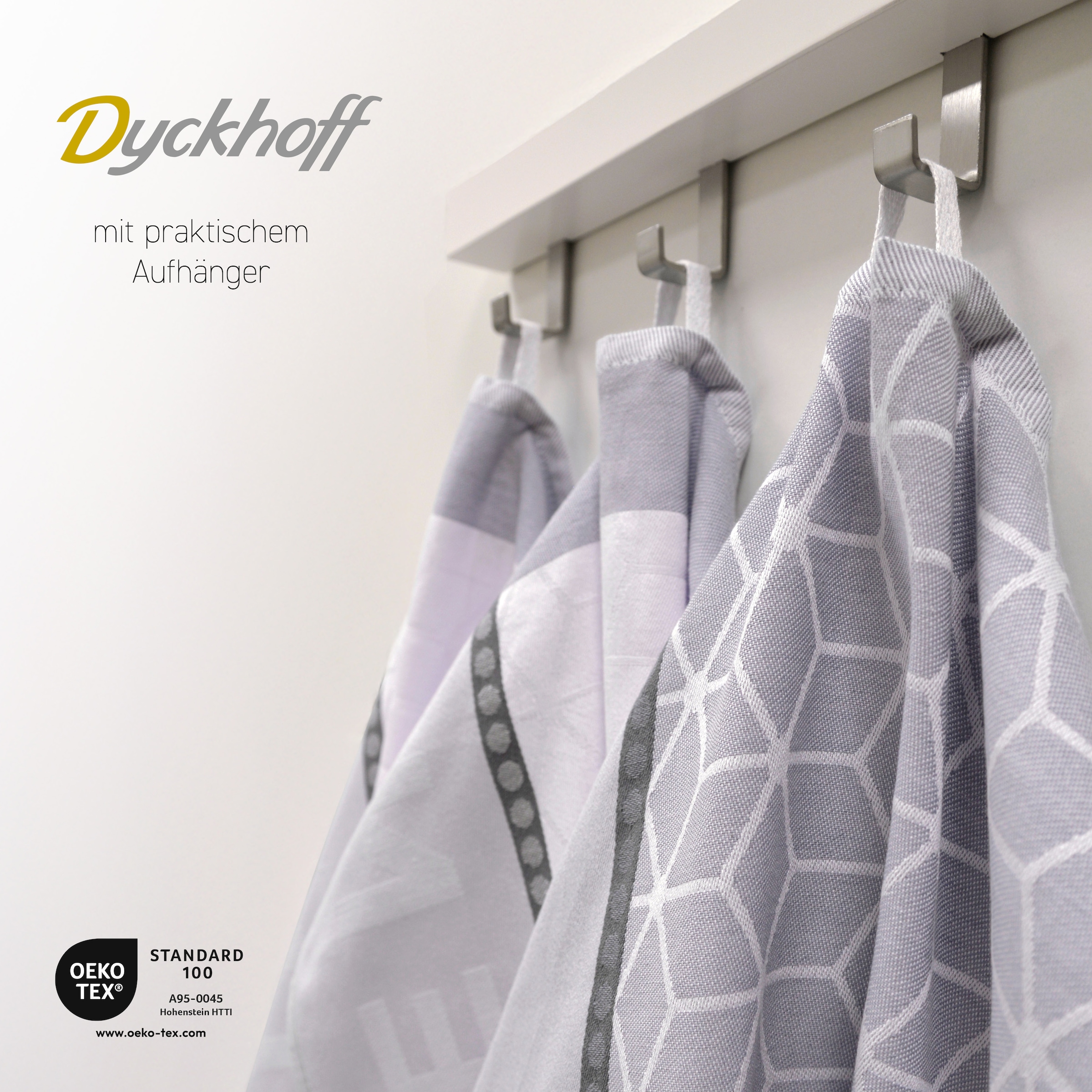 Dyckhoff Chiffon à vaisselle »HOME & KITCHEN, Masse je Tuch ca. 50x70 cm, aus 100% Baumwolle« avec deux motifs différents