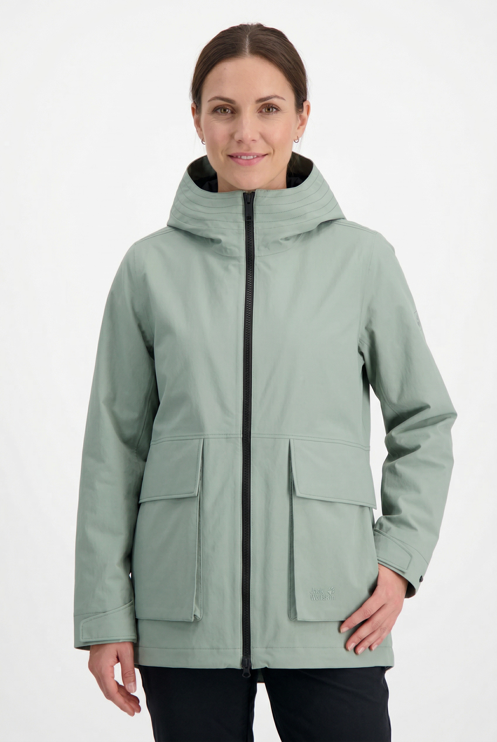 Jack Wolfskin Funktionsjacke »NABUR 2L JKT W« mit Kapuze wasserdicht, atmungsaktiv, Übergangsjacke, aufgesetzte Cargotaschen