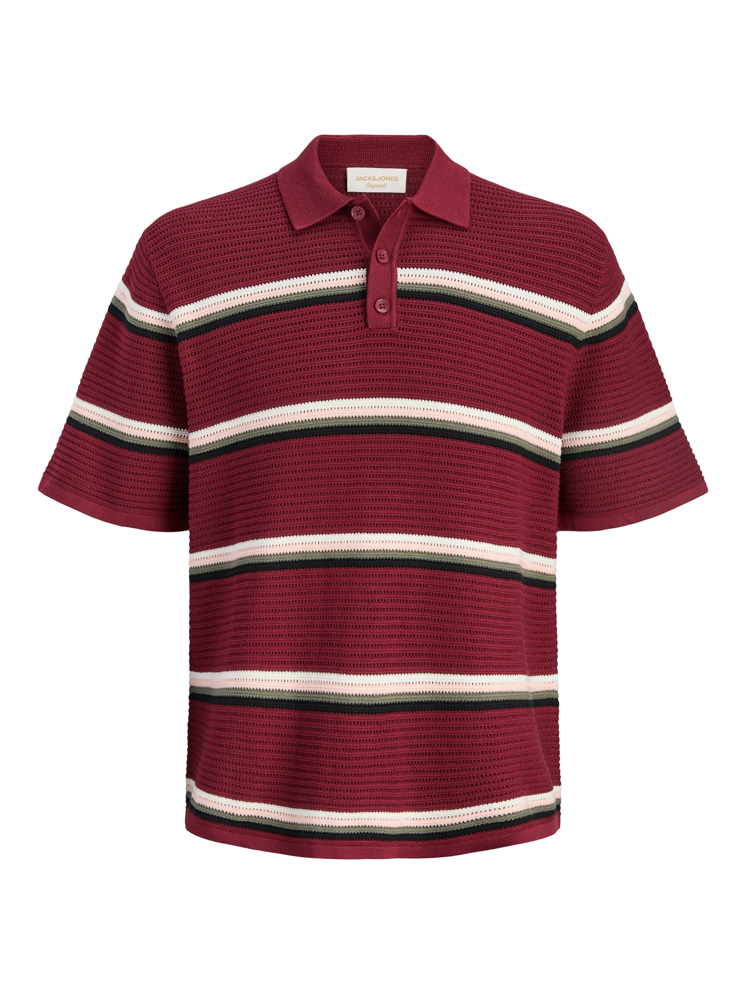Jack & Jones Pull à col polo »JORMAINE KNIT STRIPE POLO SN« Baumwolle, relaxed fit