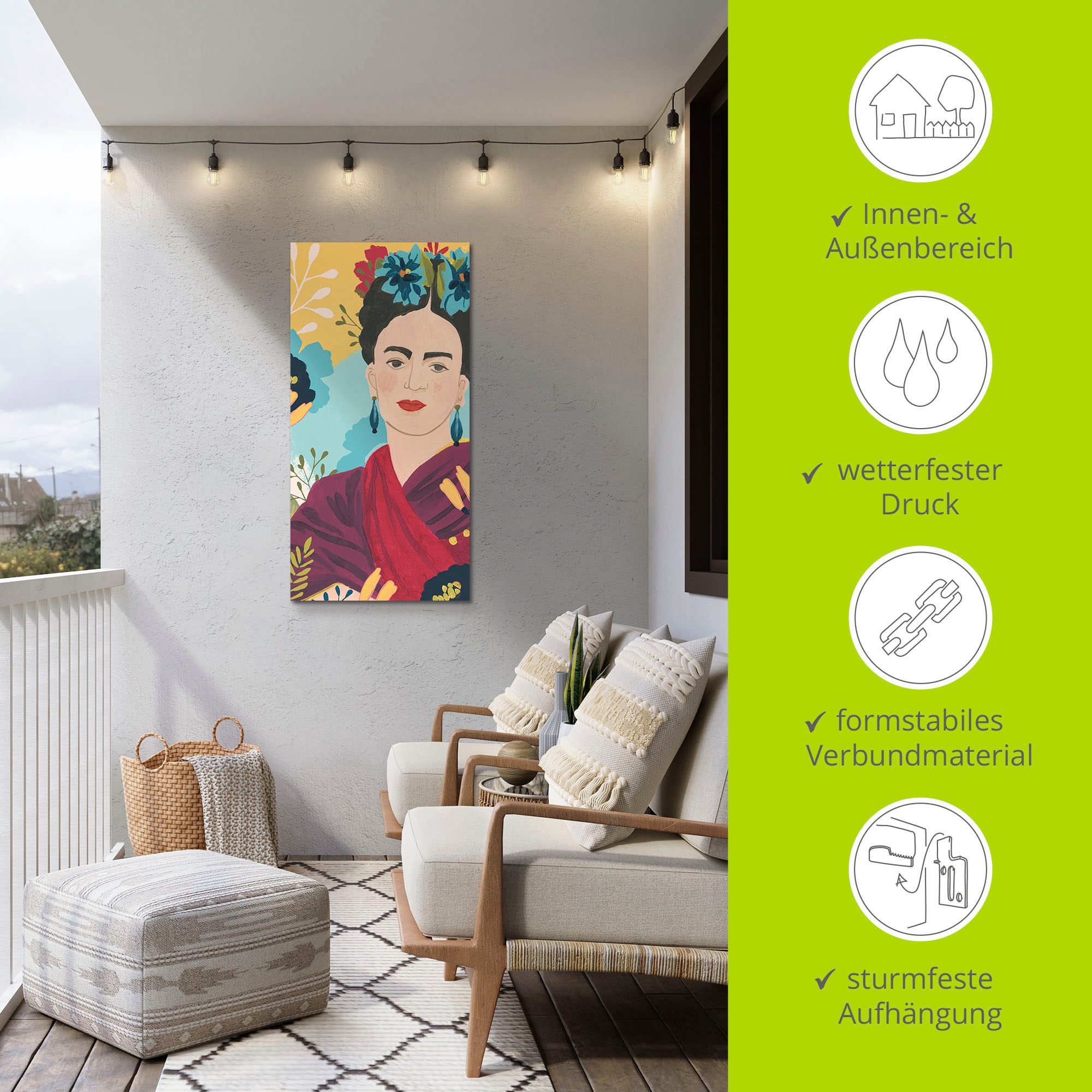 Artland Alu-Dibond-Druck »Fridas Garten Collektion B« Bilder von Frauen 1 Stk. tlg. für Innen- und Aussenbereich geeignet, Outdoorbild